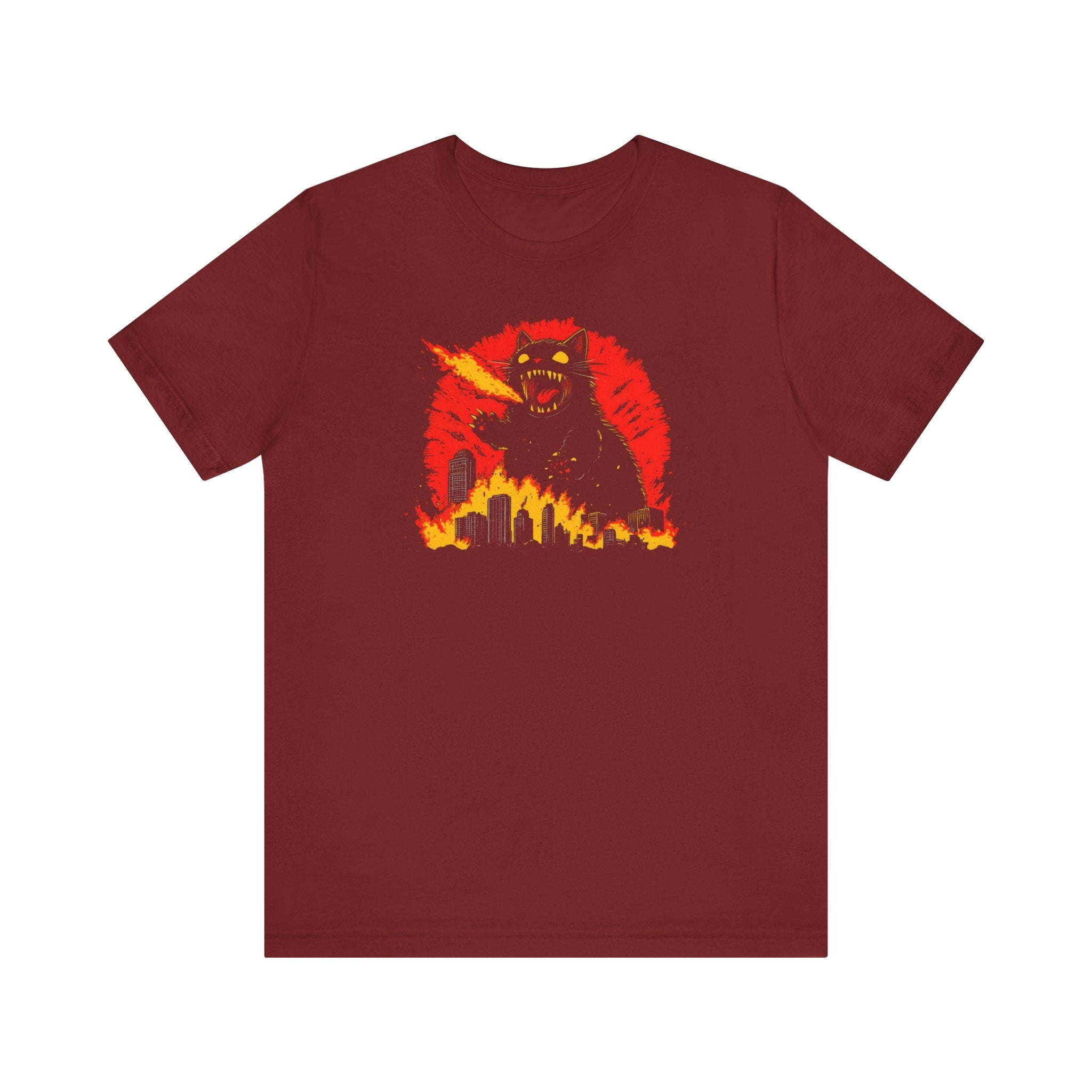 Catzilla Firestorm T-Shirt Fierce Cat Flame Attack Design