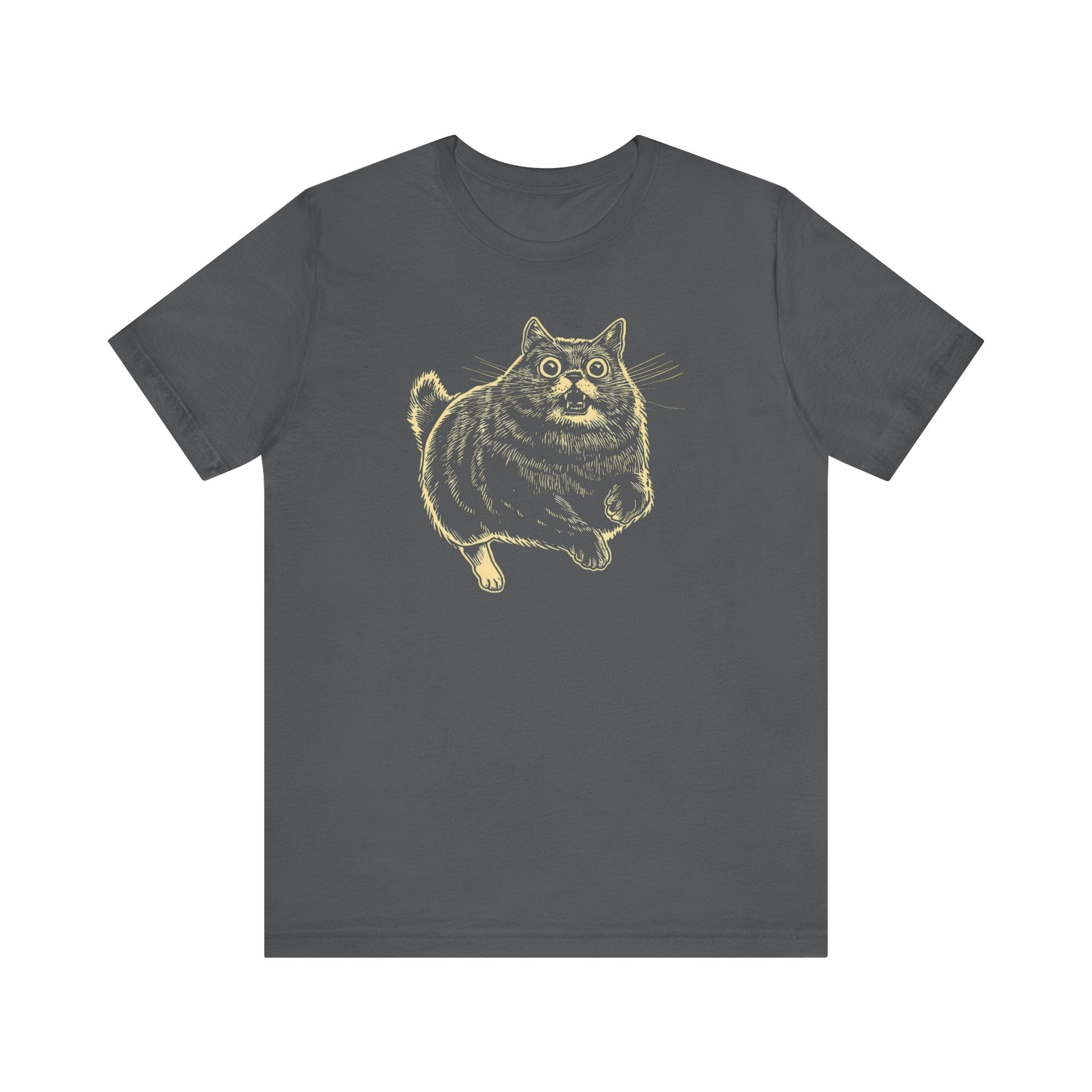 Surprised Cat in Action T-Shirt – Quirky Cat Lover’s Tee