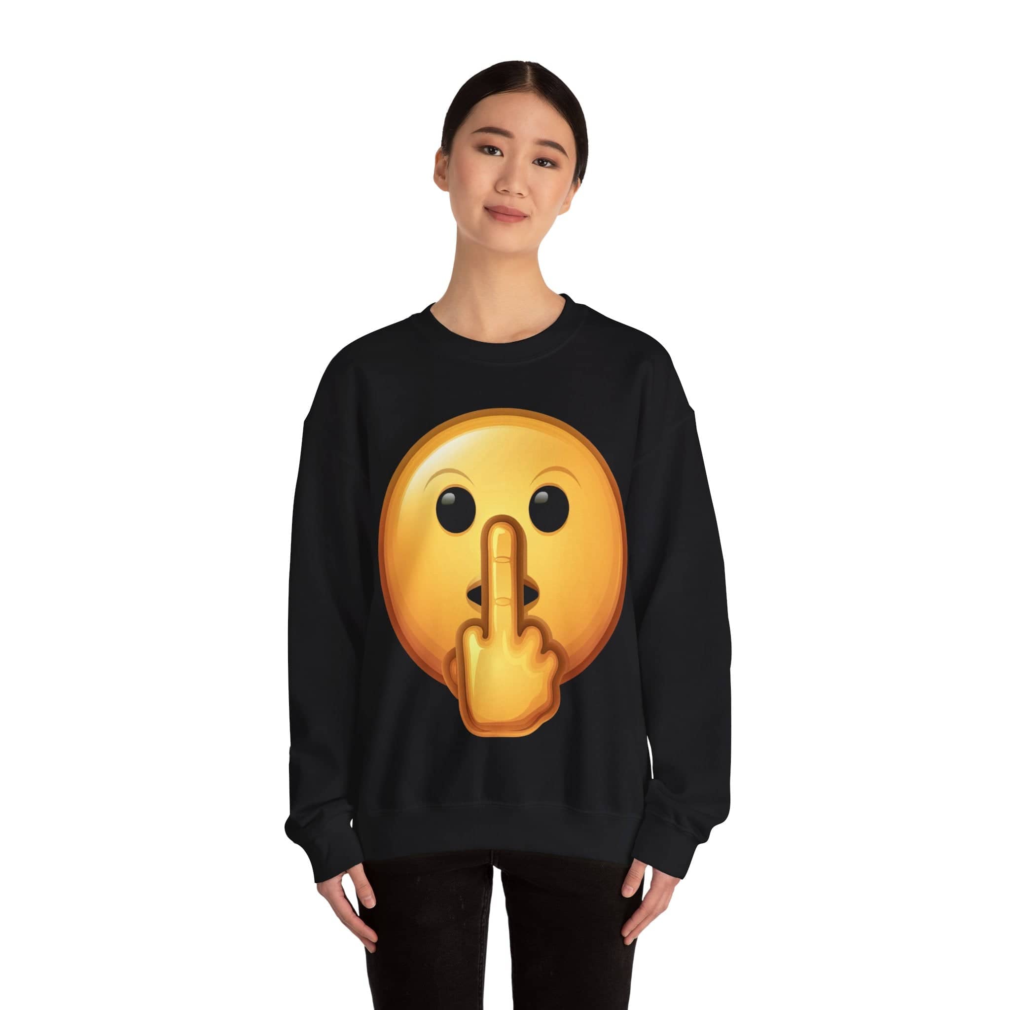 Middle Finger FU Shh Silent Protest Emoji Unisex Heavy Blend™ Crewneck Sweatshirt