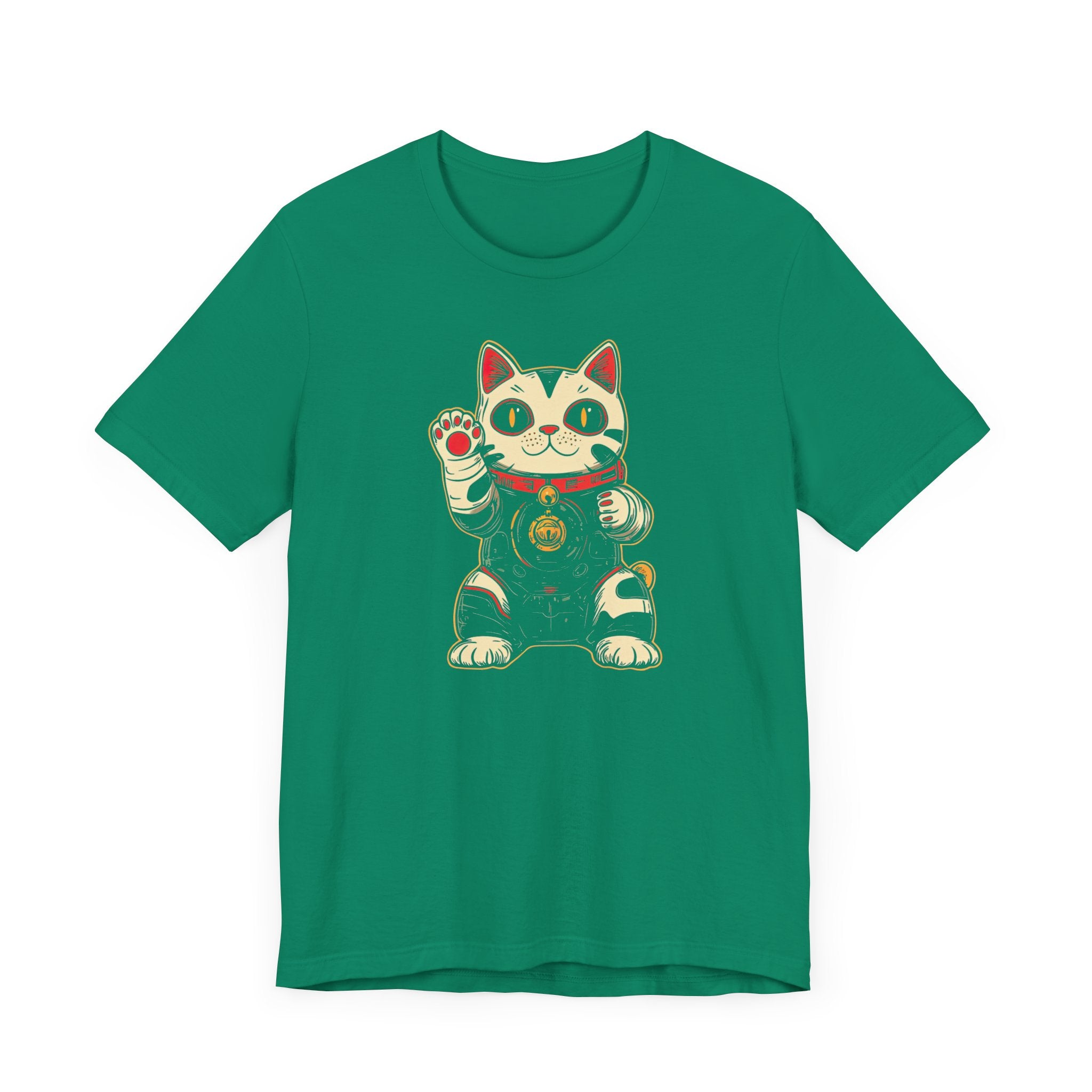 Lucky Cat Robot T-Shirt - Futuristic Maneki-Neko Design