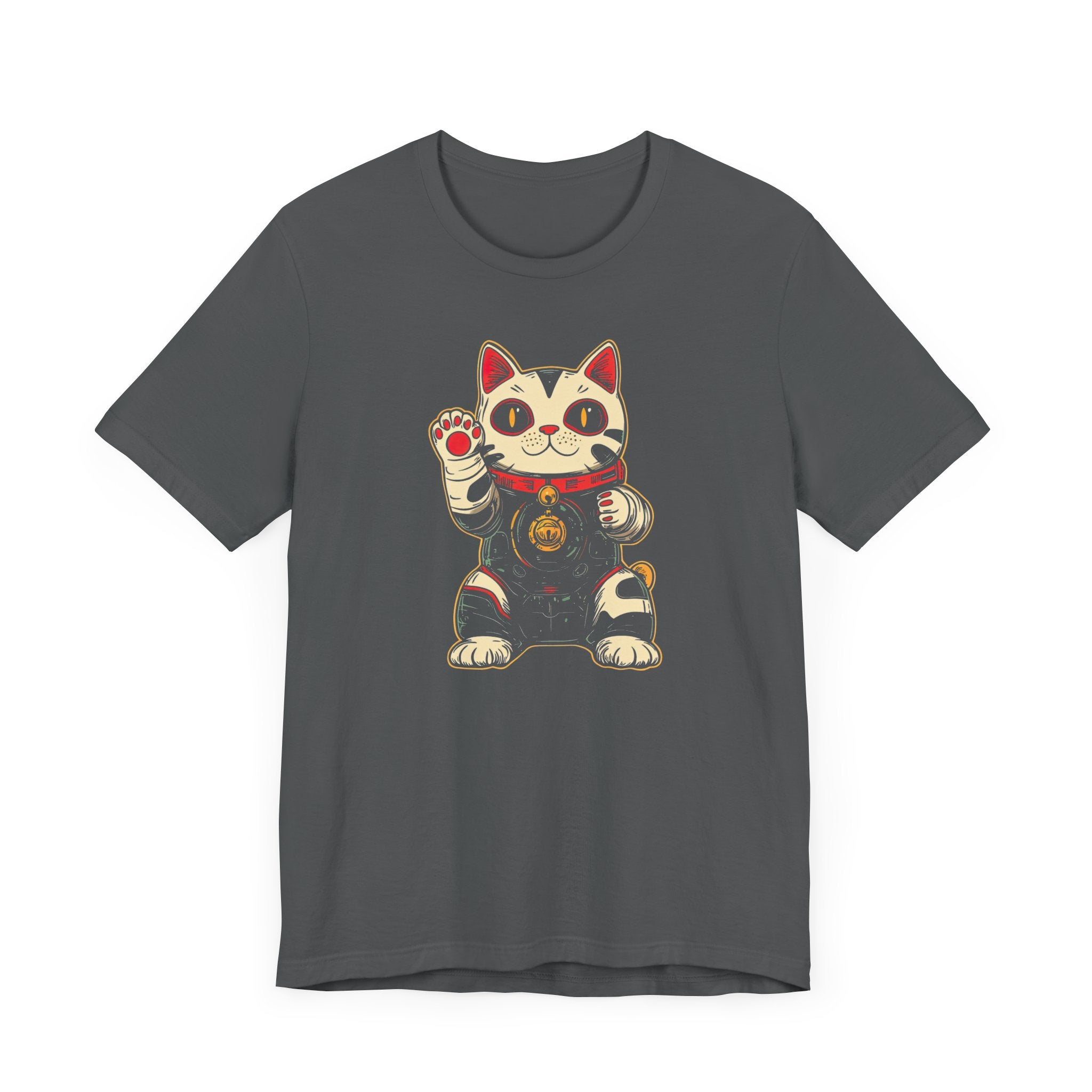 Lucky Cat Robot T-Shirt - Futuristic Maneki-Neko Design