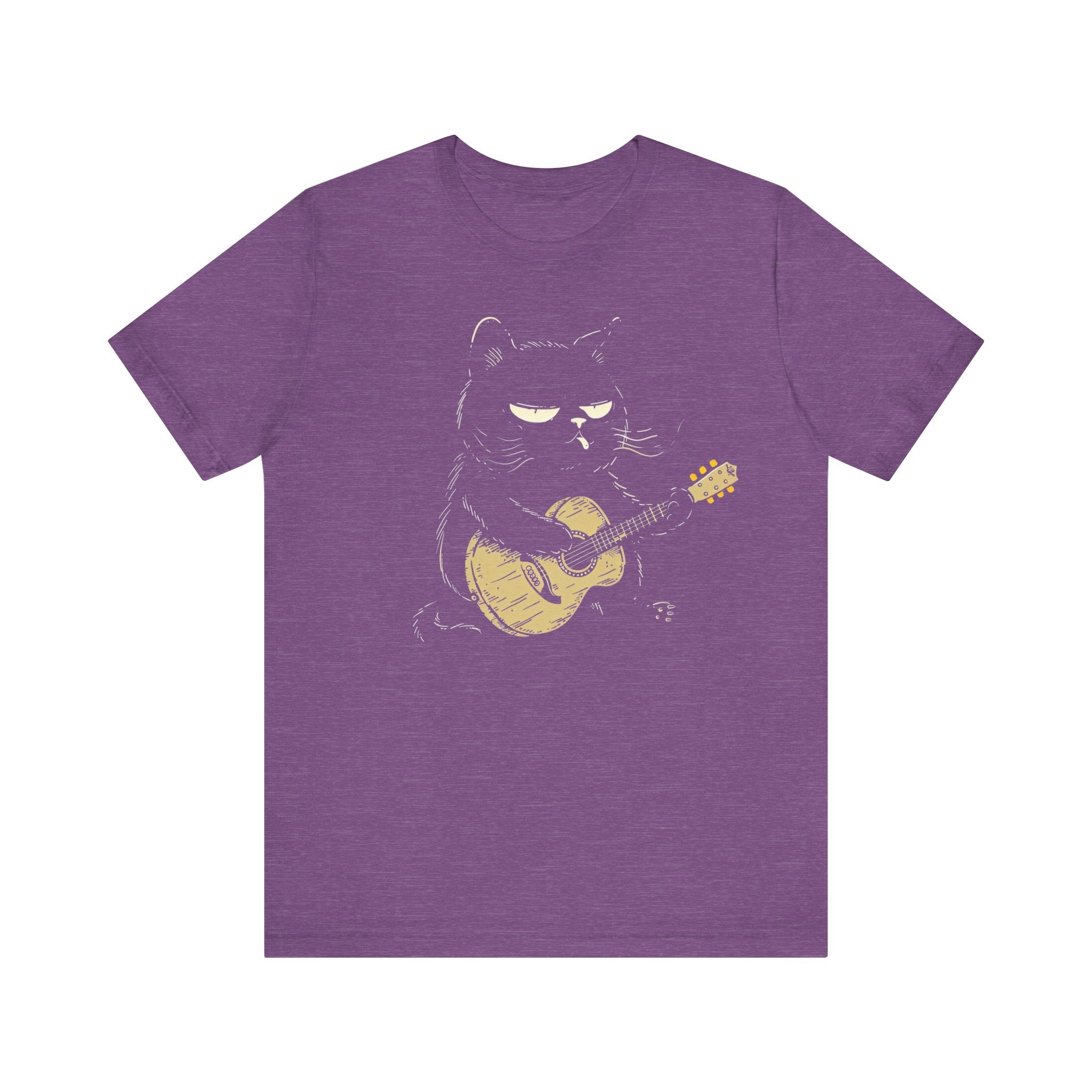 Grumpy Guitar Cat T-Shirt - Cool Cat Playing Guitar Design