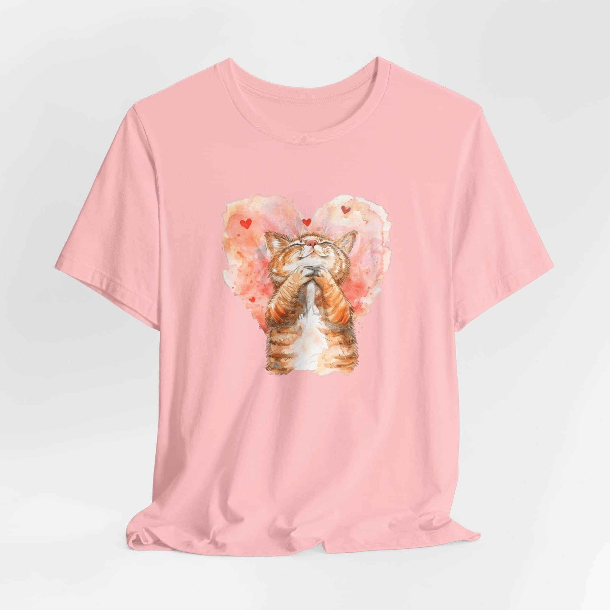 Love Whiskers Tee - Watercolor Heart & Cat T-Shirt