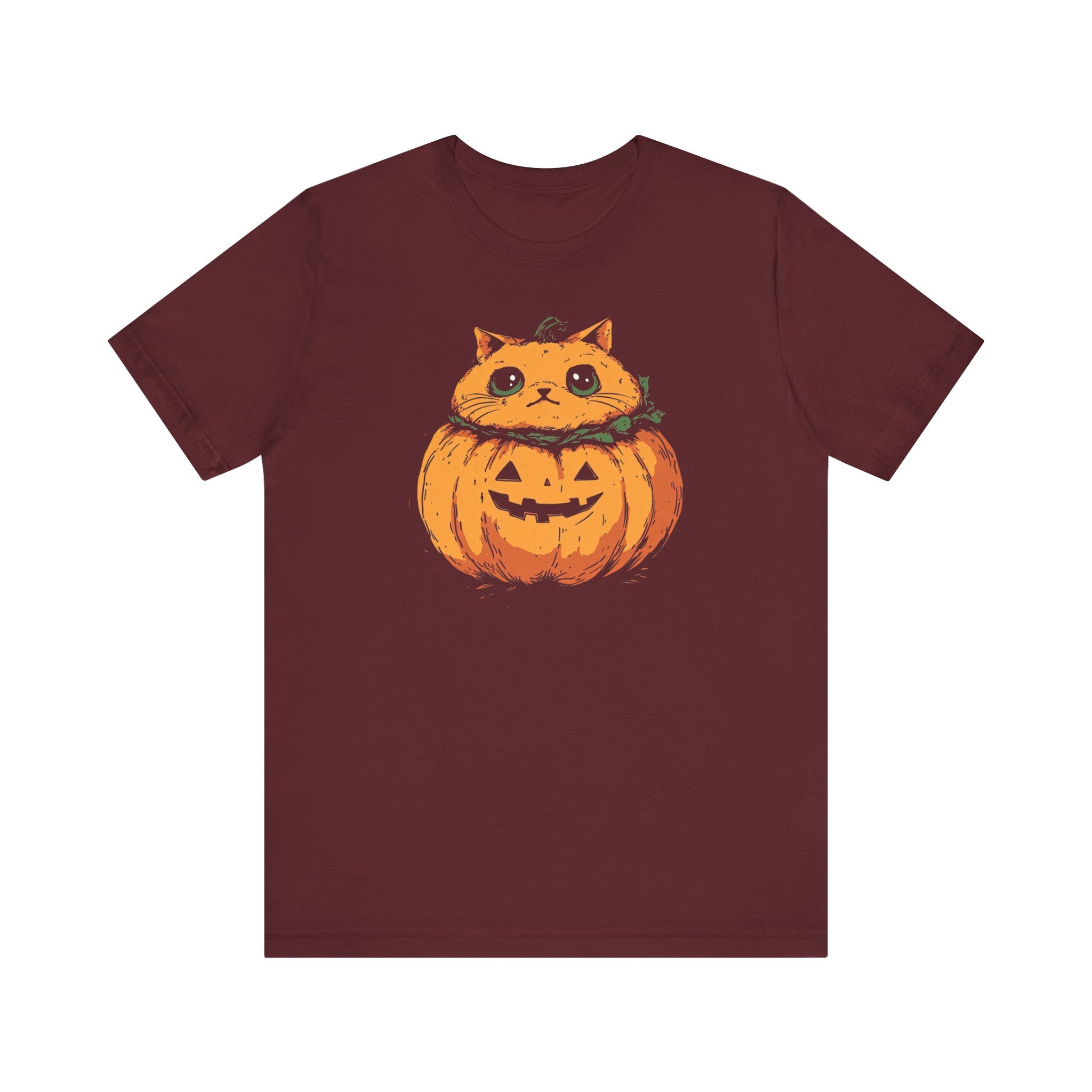 Pumpkin Cat T-Shirt - Cute Halloween Jack-o’-Lantern Kitty Design