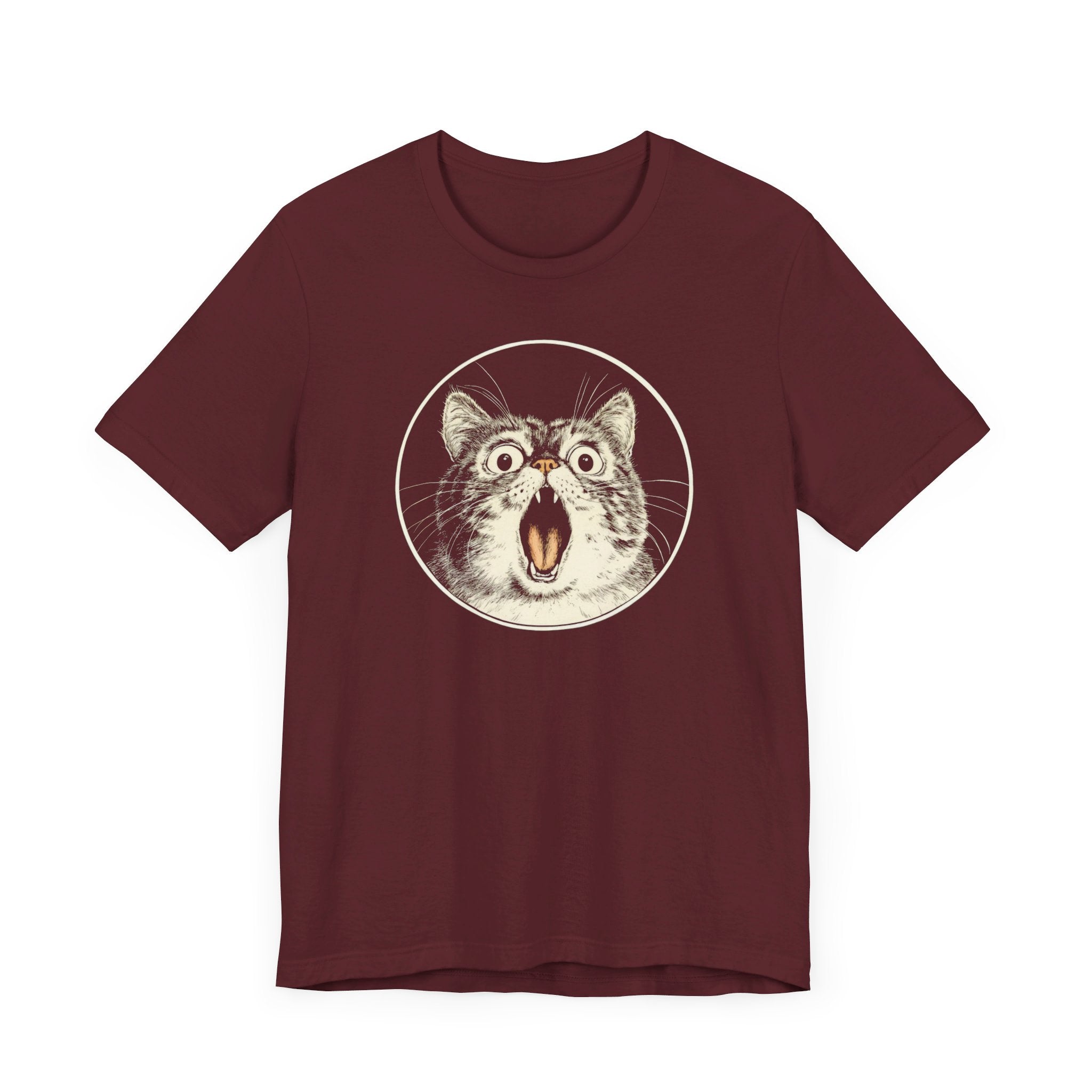 Surprised Cat Graphic Tee – Vintage Style Cat Lover Shirt