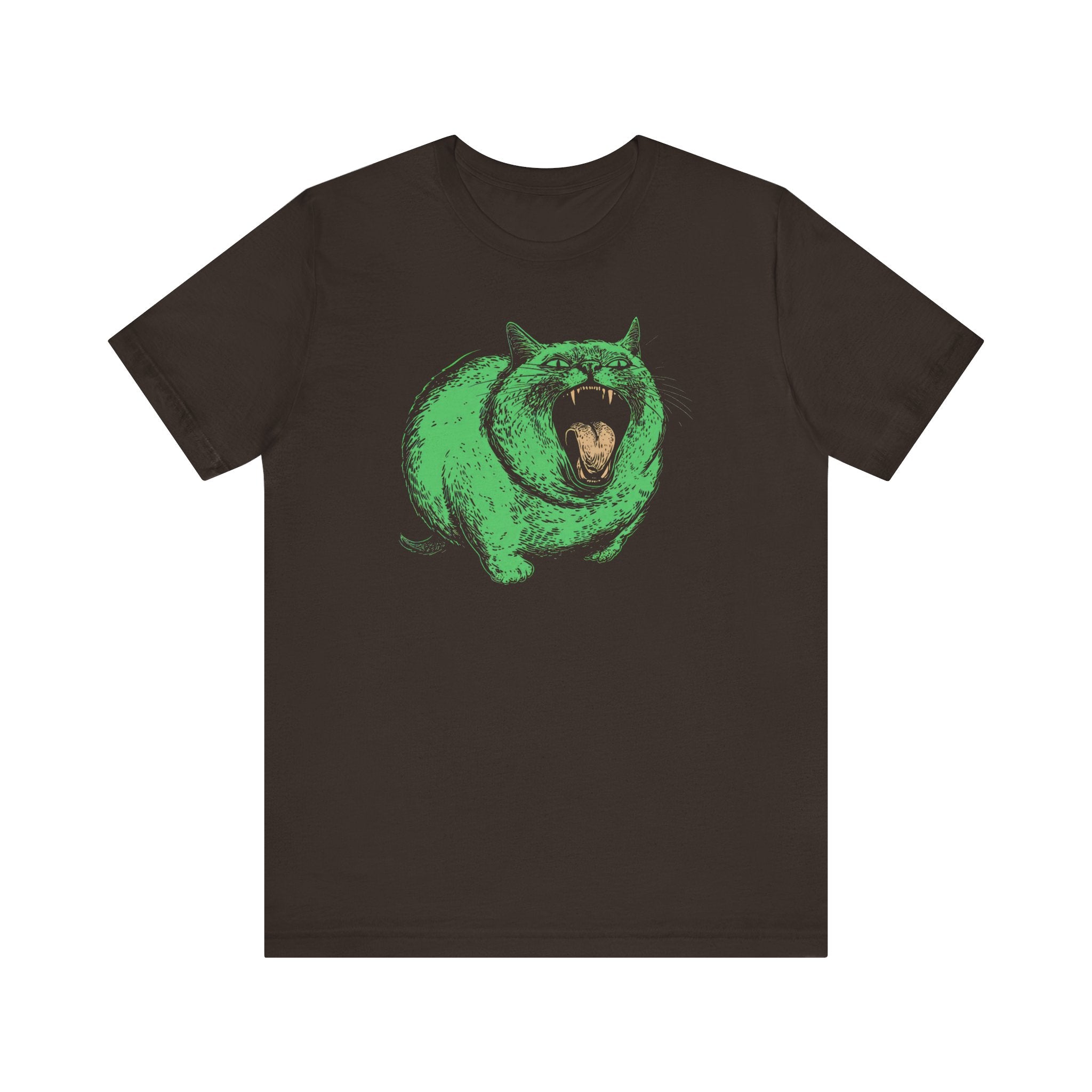 Green Monster Cat T-Shirt - Fierce Feline Halloween Graphic Tee
