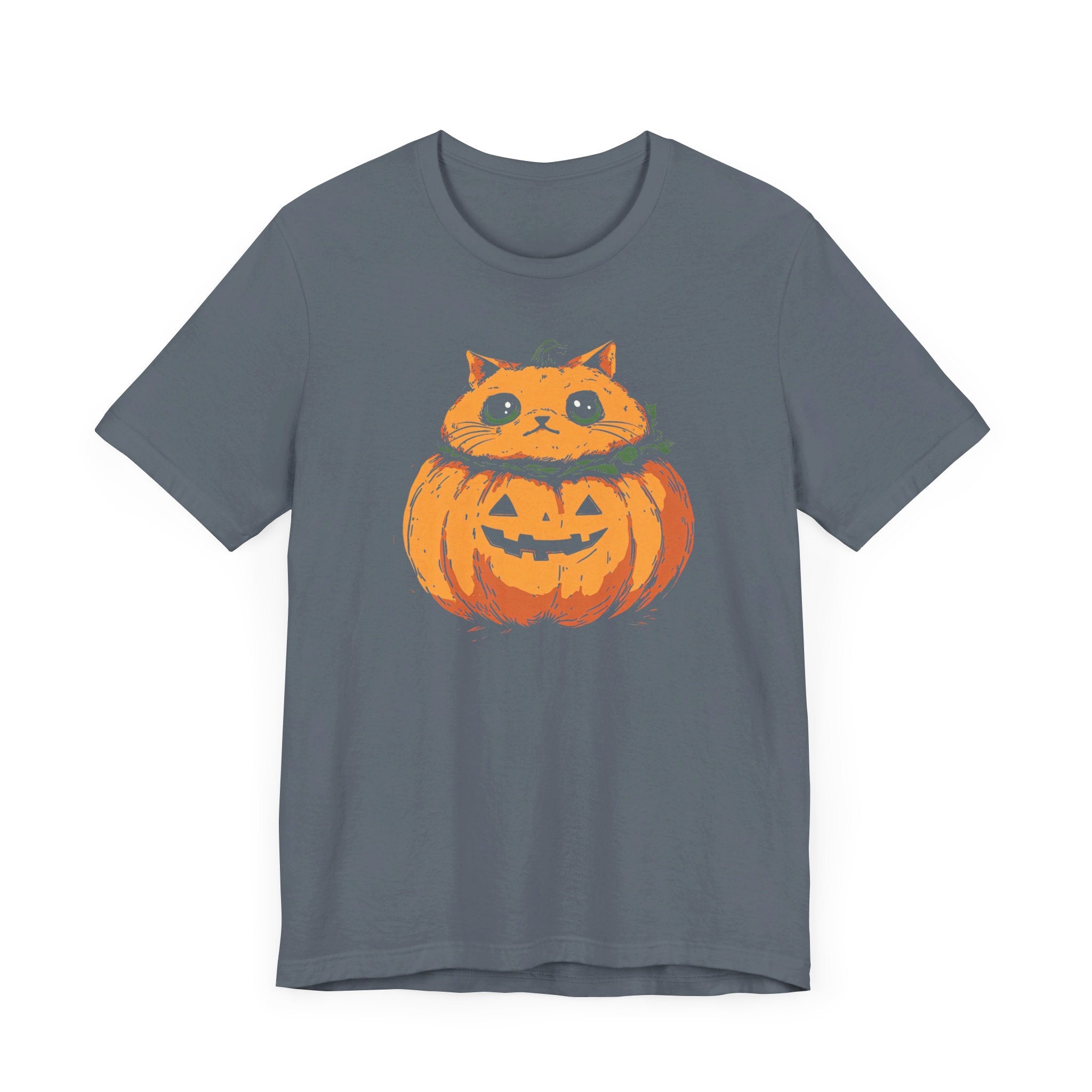 Pumpkin Cat T-Shirt - Cute Halloween Jack-o’-Lantern Kitty Design
