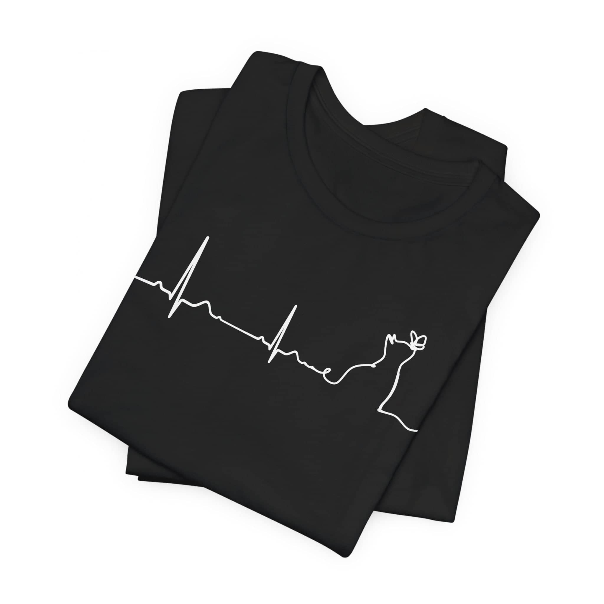 Heartbeat Cat Line Art T-Shirt