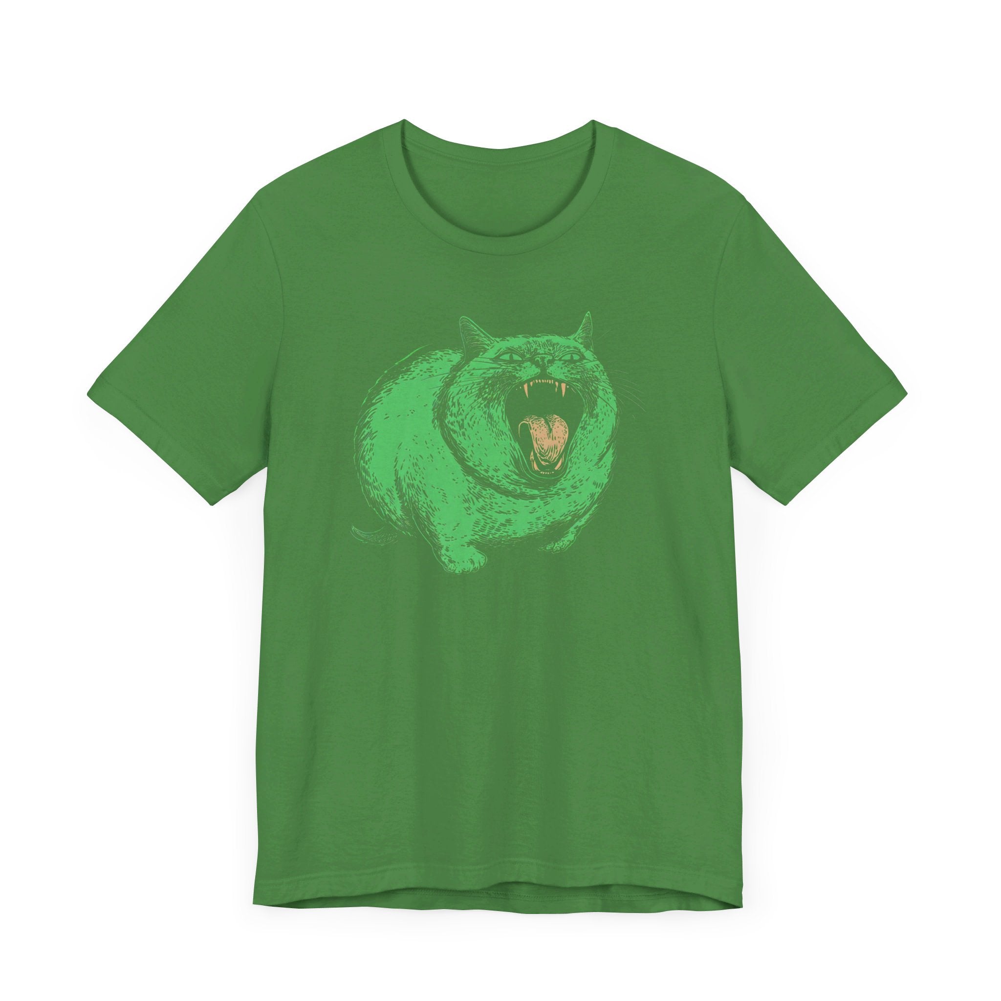 Green Monster Cat T-Shirt - Fierce Feline Halloween Graphic Tee