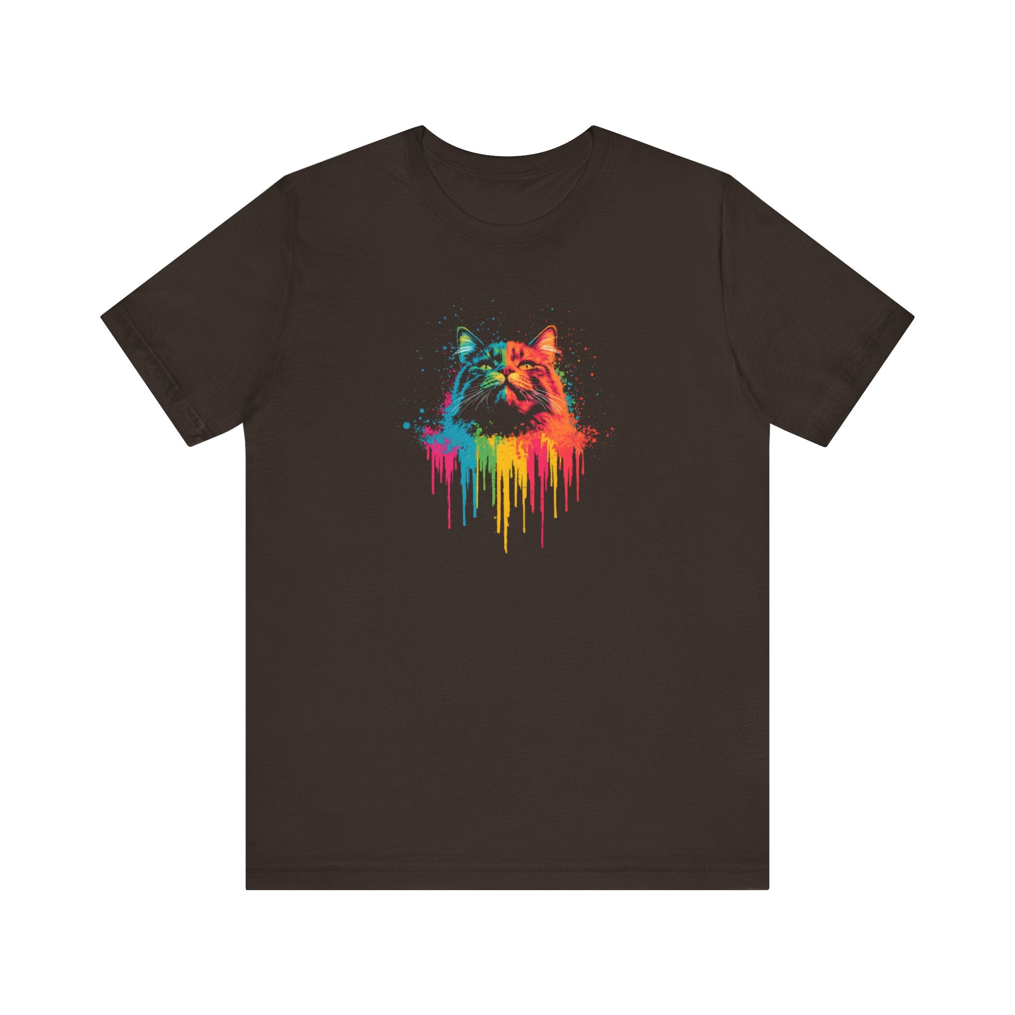 Colorful Dripping Cat T-Shirt - Vibrant Feline Art Tee