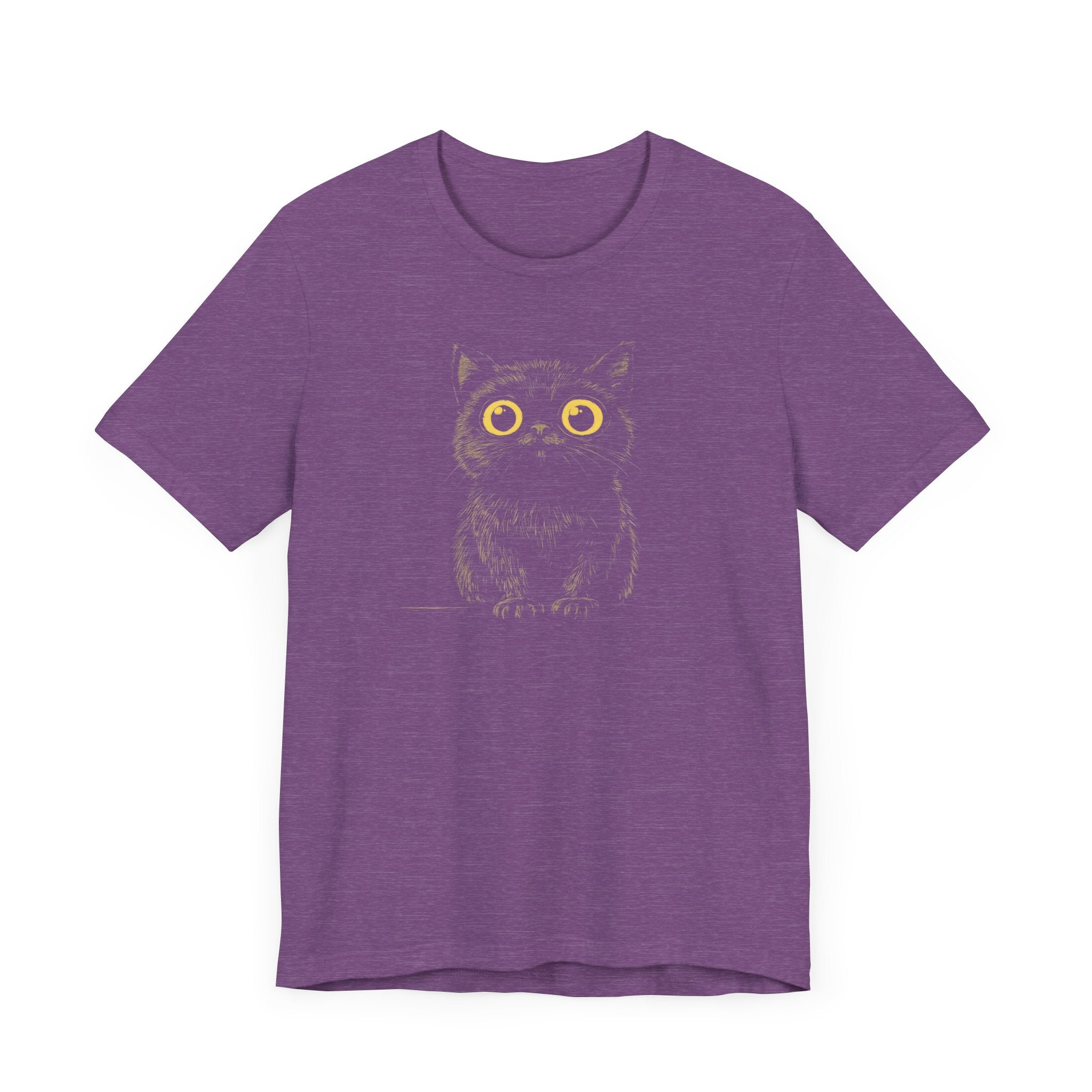 Cute Wide-Eyed Black Cat Graphic Tee