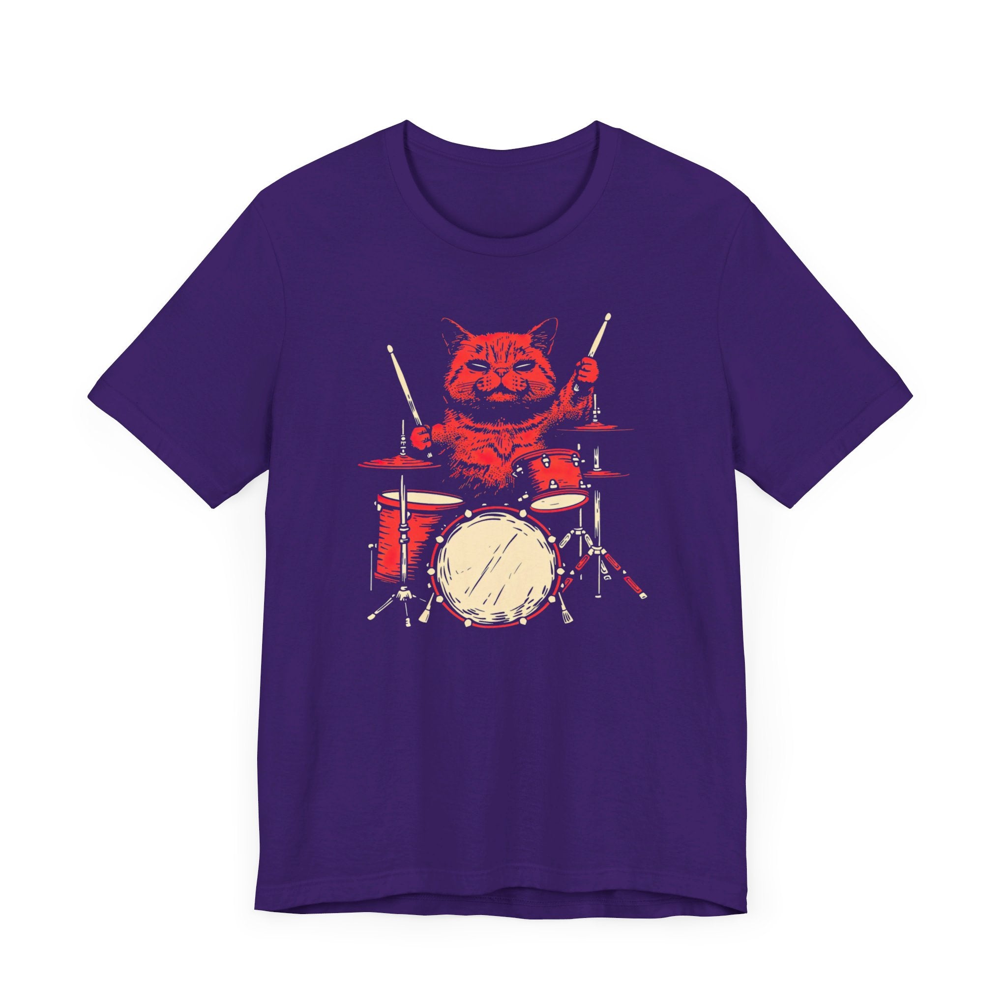 Drumming Cat T-Shirt - Feline Drummer Cool Music Design