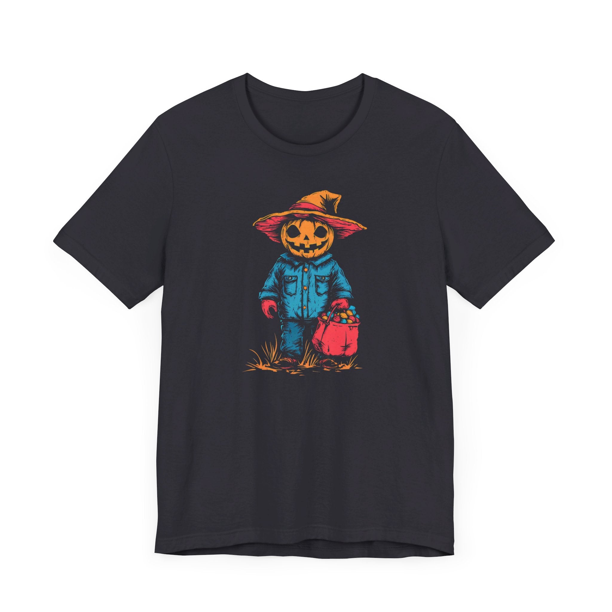 Pumpkin Scarecrow Halloween Graphic Tee – Spooky Trick-or-Treat Shirt