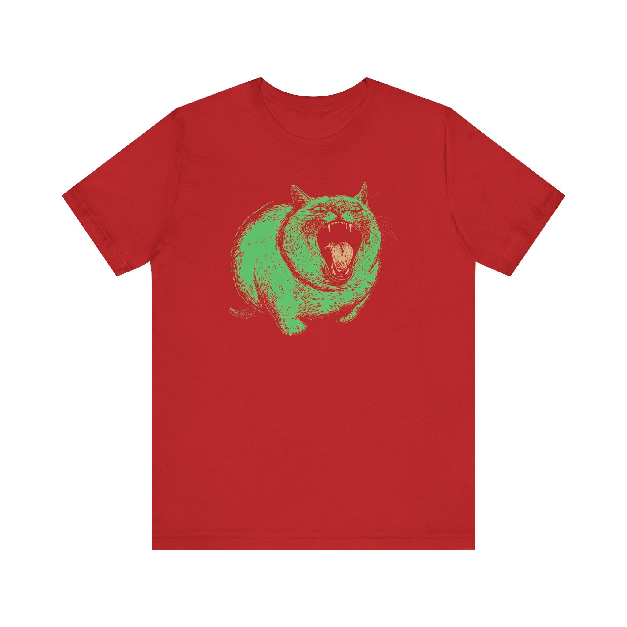 Green Monster Cat T-Shirt - Fierce Feline Halloween Graphic Tee