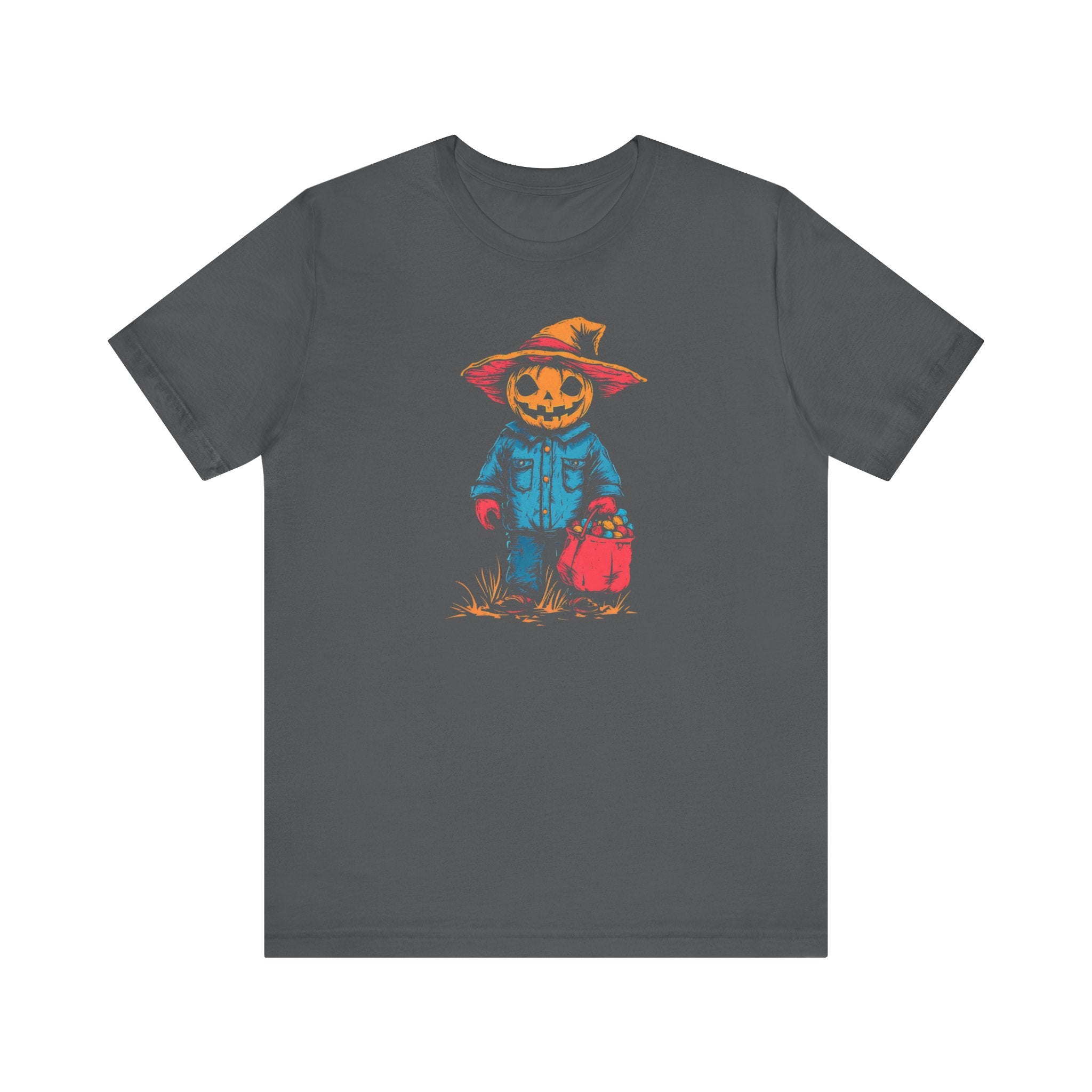 Pumpkin Scarecrow Halloween Graphic Tee – Spooky Trick-or-Treat Shirt