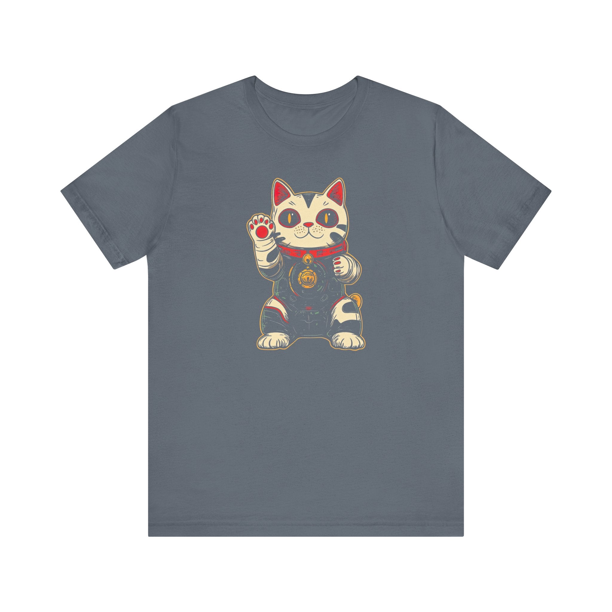 Lucky Cat Robot T-Shirt - Futuristic Maneki-Neko Design