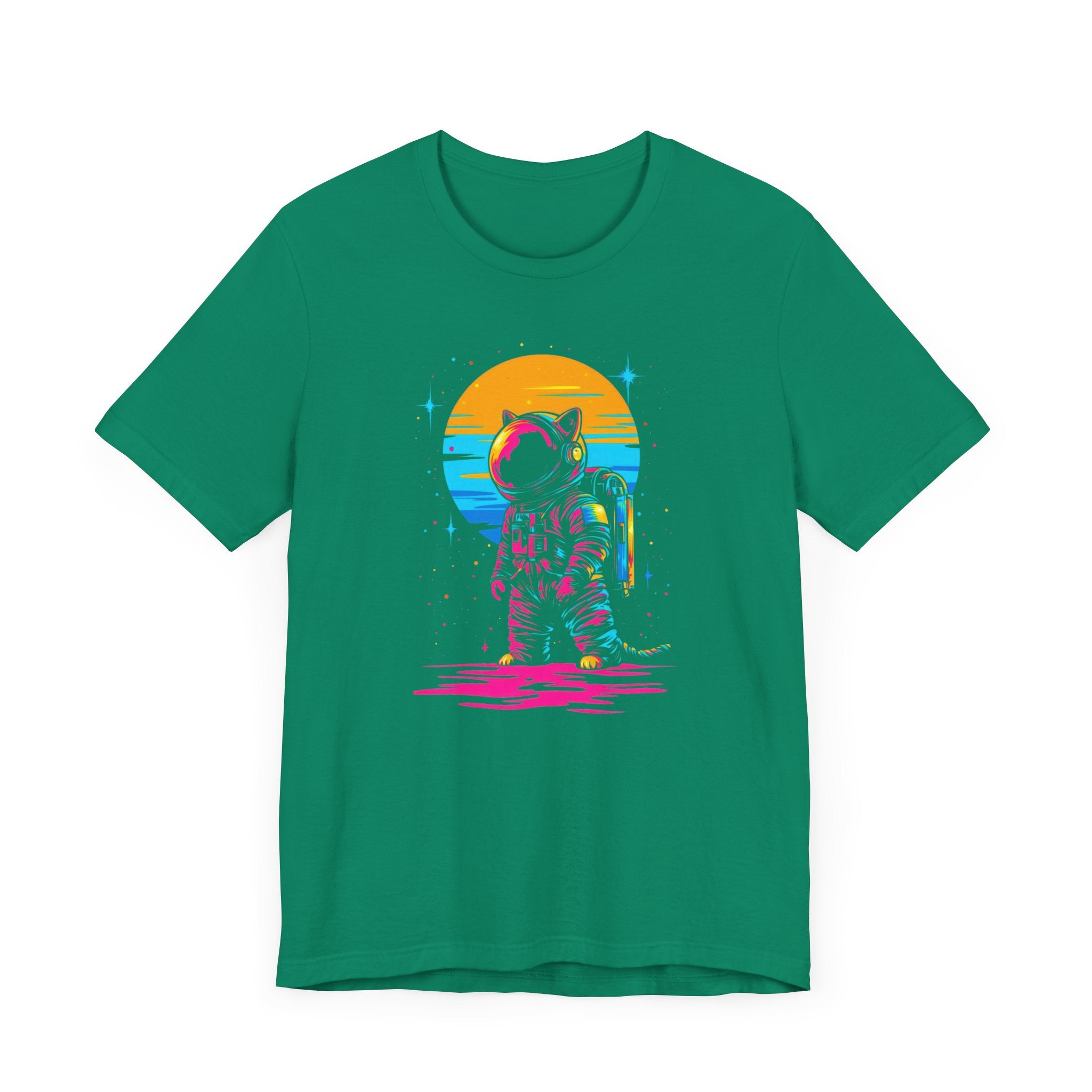Neon Sunset Astronaut Cat T-Shirt