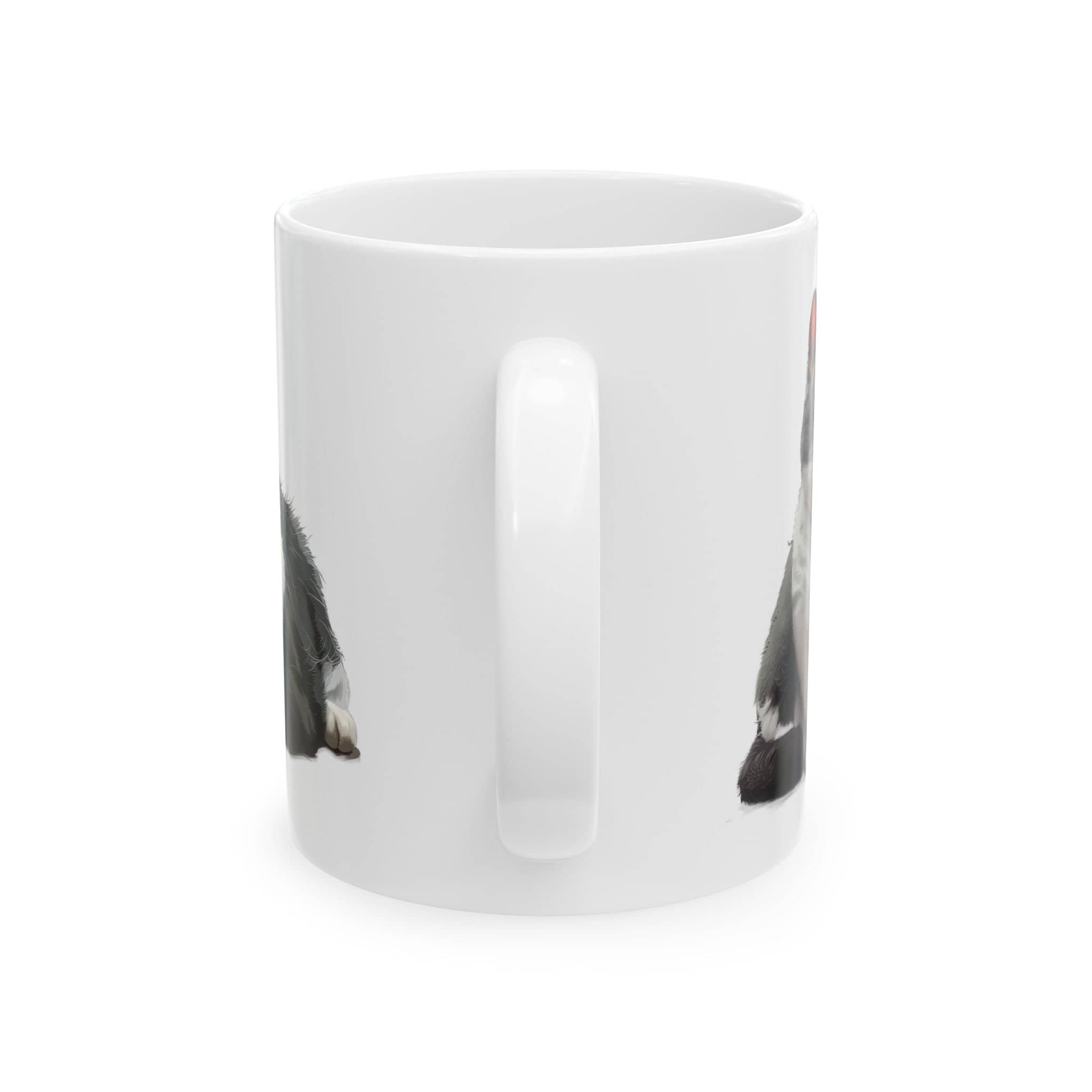 Sitting and Sleeping Tuxedo British Shorthair Cat Ceramic Mug, (11oz, 15oz)