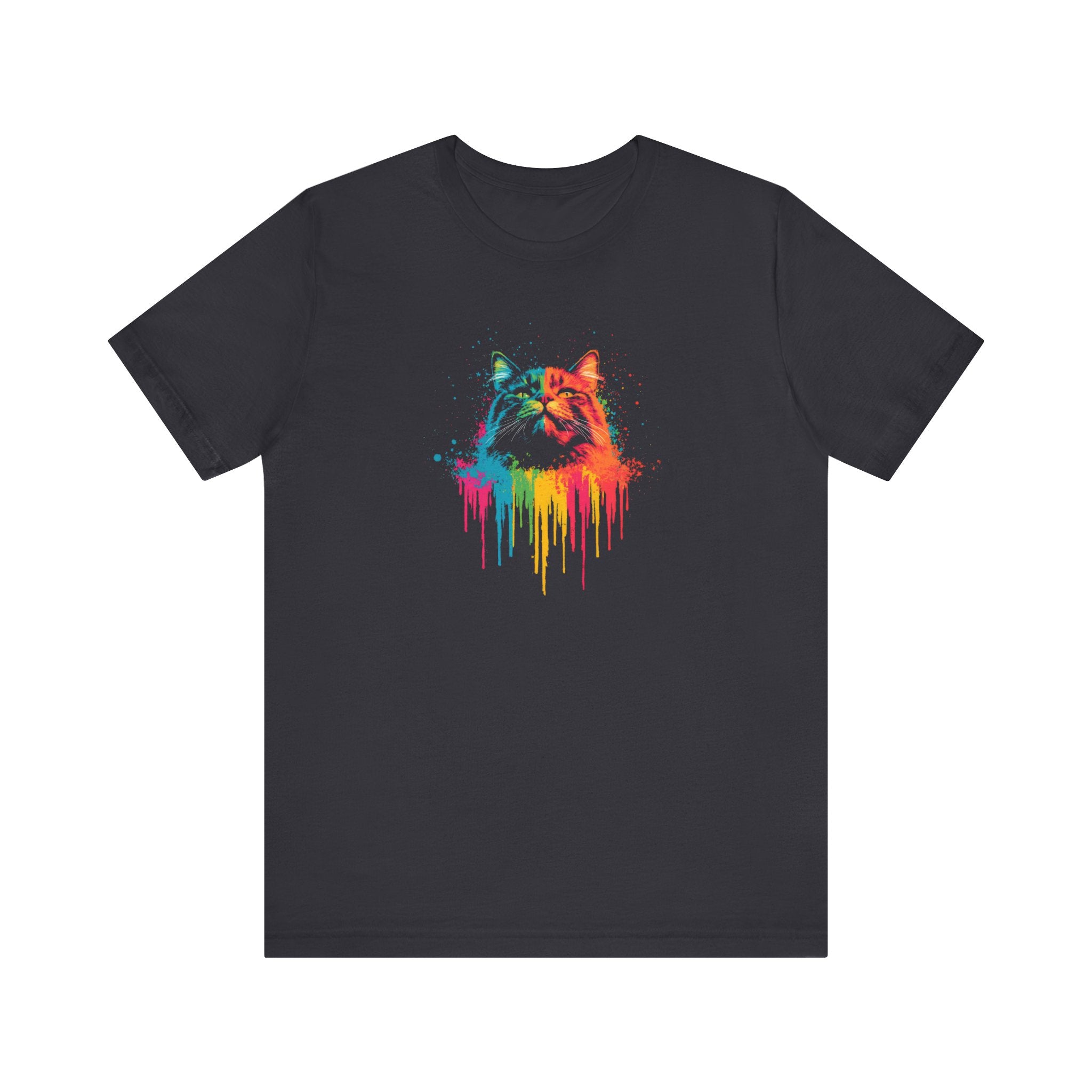 Colorful Dripping Cat T-Shirt - Vibrant Feline Art Tee