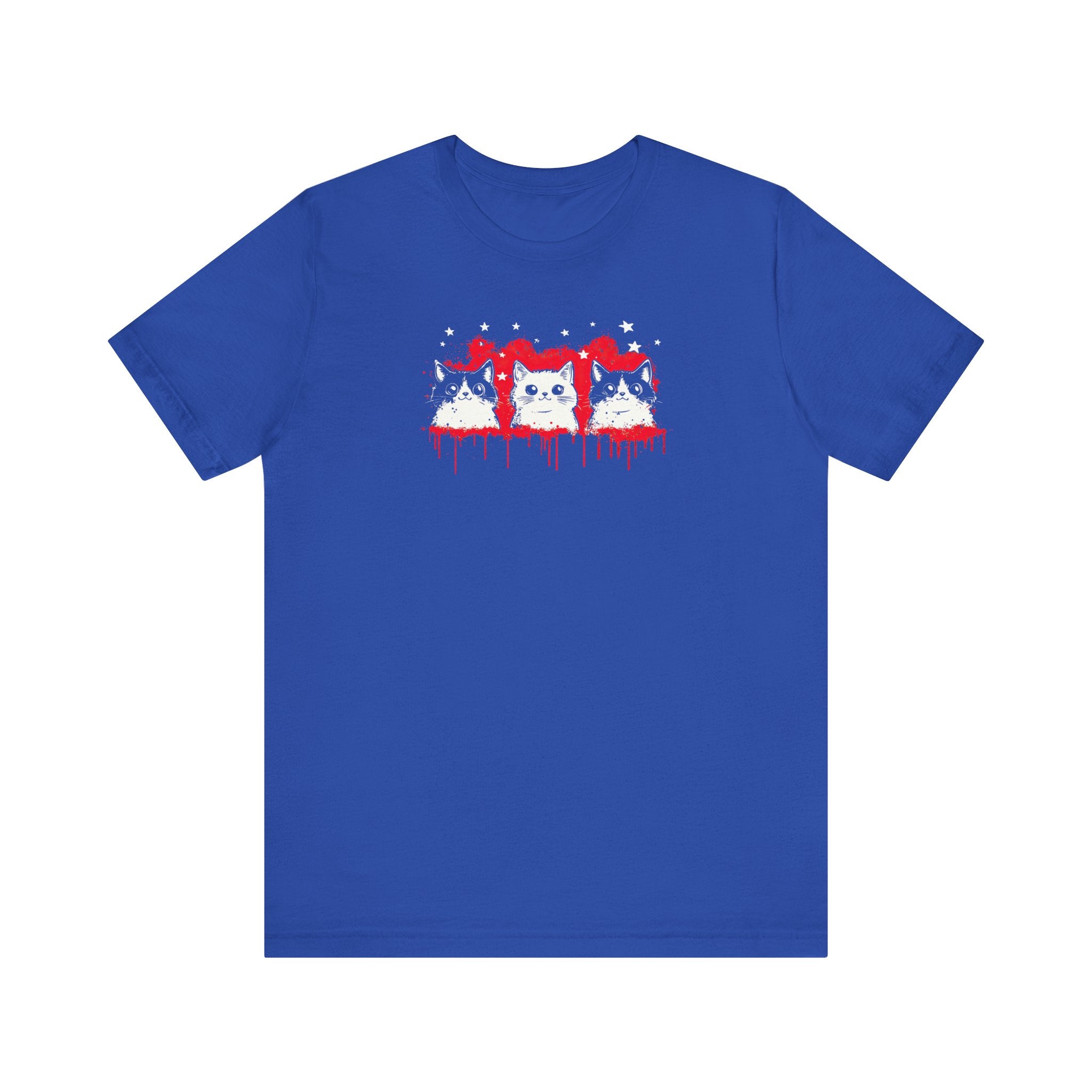 Triple Cat Drip Graphic Tee – Cool Cats in Stars and Stripes Shirt