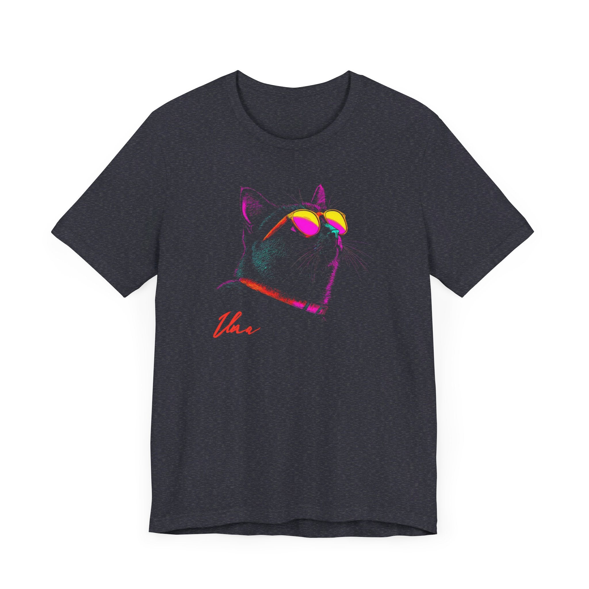 Neon Cool Cat Graphic Tee – Retro Vibes Cat Lover Shirt