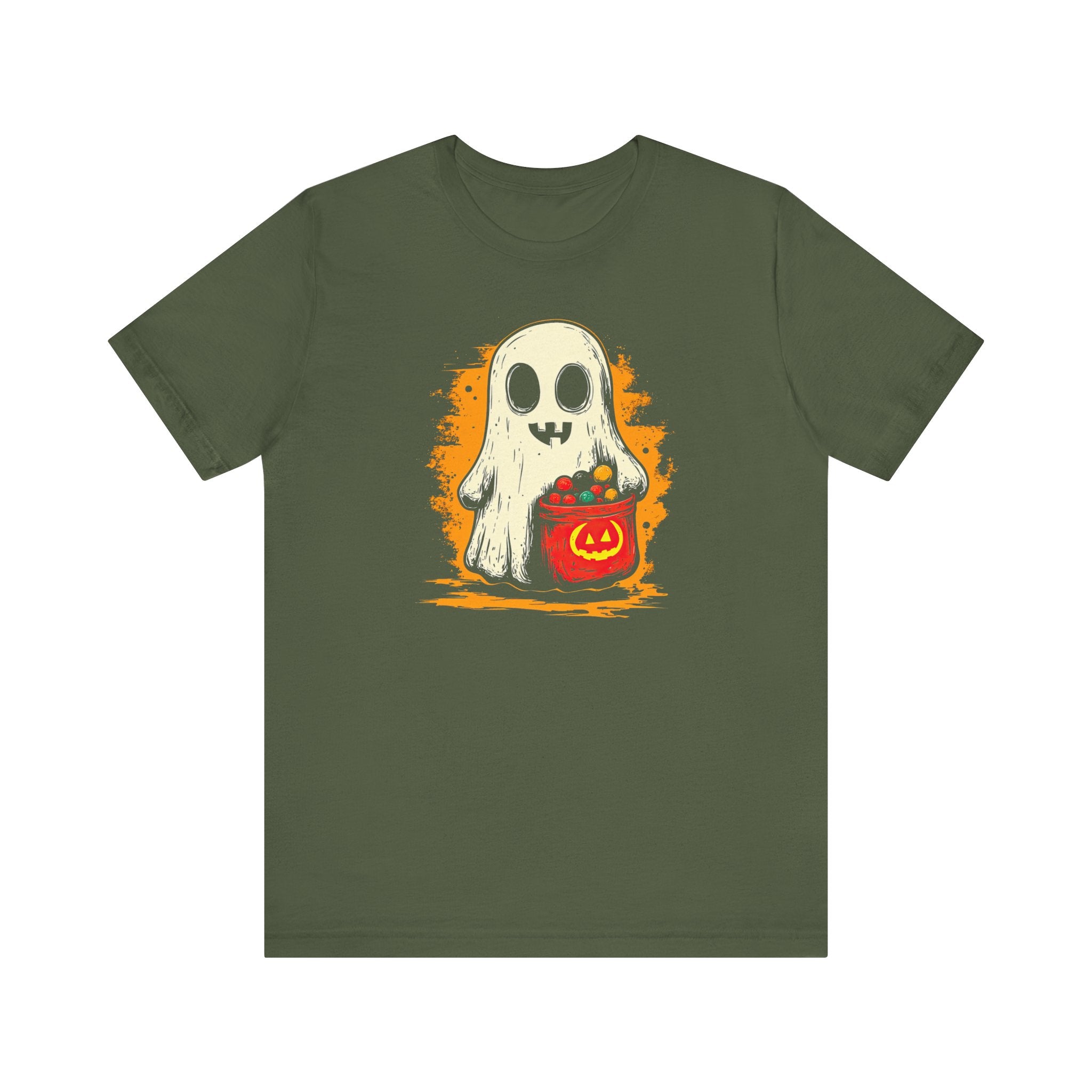 Cute Ghost Halloween Graphic Tee – Spooky Pumpkin Candy Design Shirt