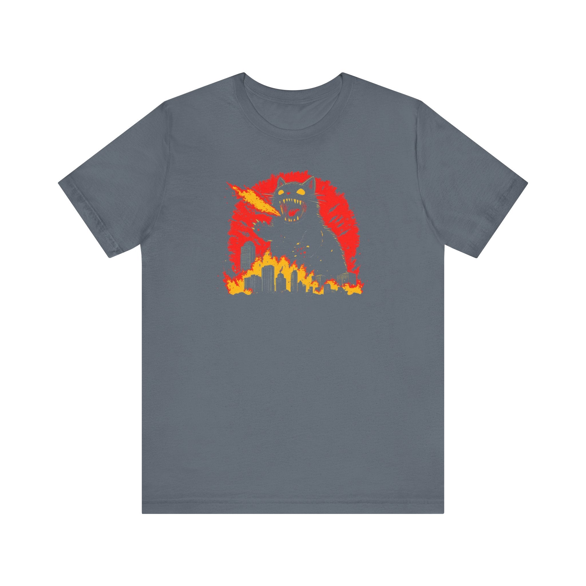 Catzilla Firestorm T-Shirt Fierce Cat Flame Attack Design