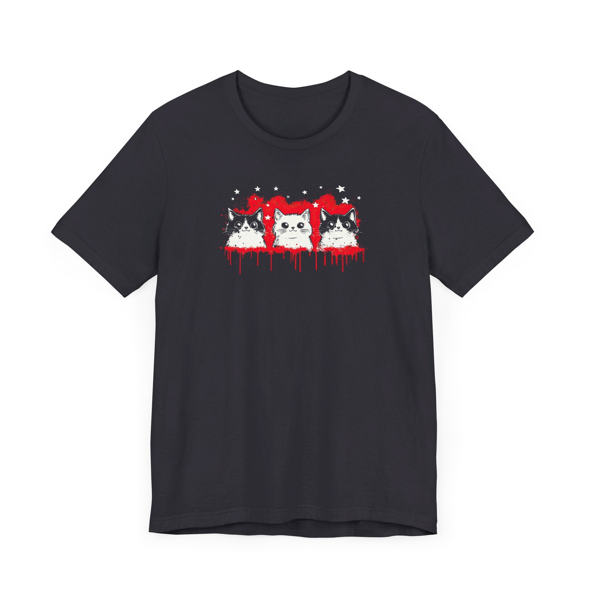 Triple Cat Drip Graphic Tee – Cool Cats in Stars and Stripes Shirt