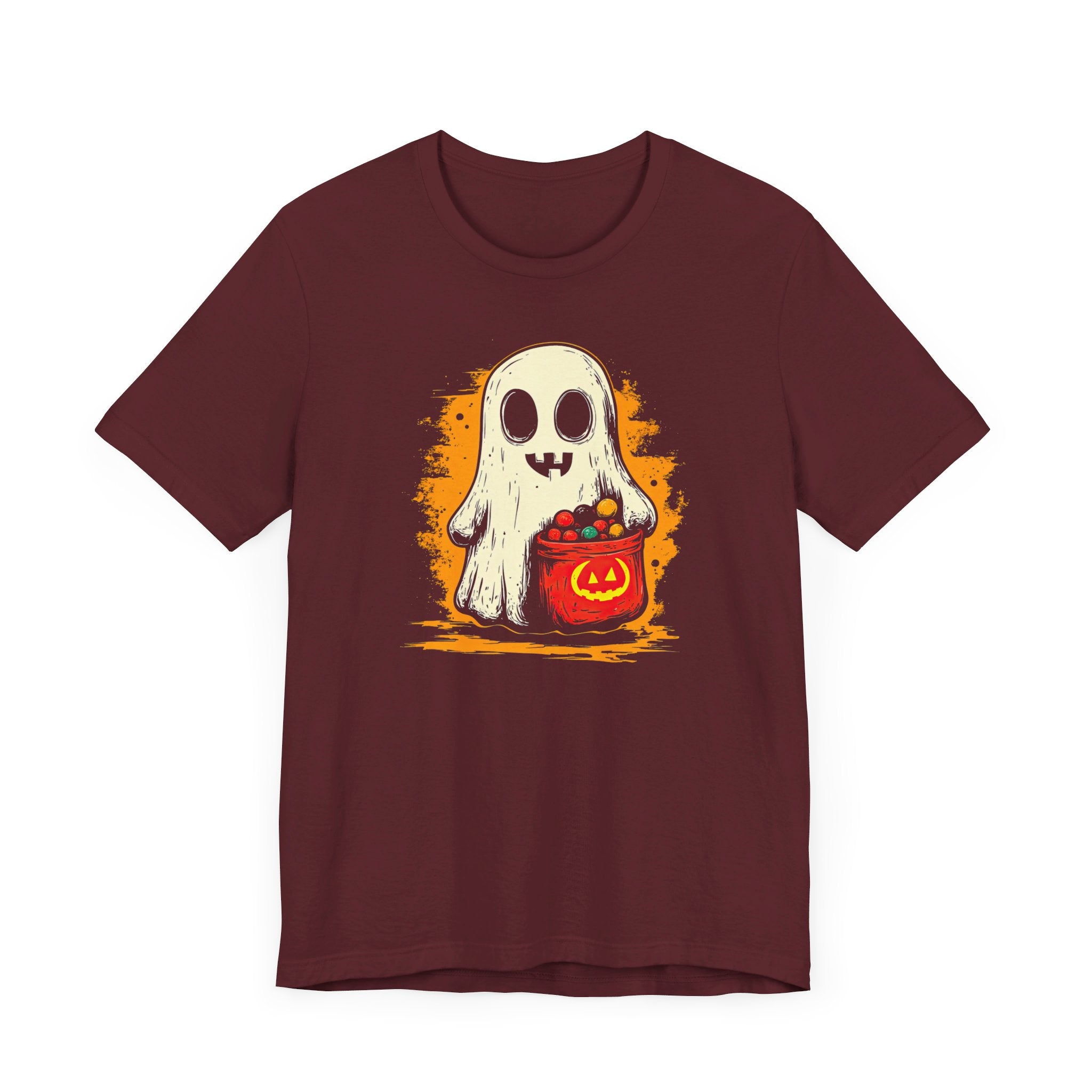 Cute Ghost Halloween Graphic Tee – Spooky Pumpkin Candy Design Shirt