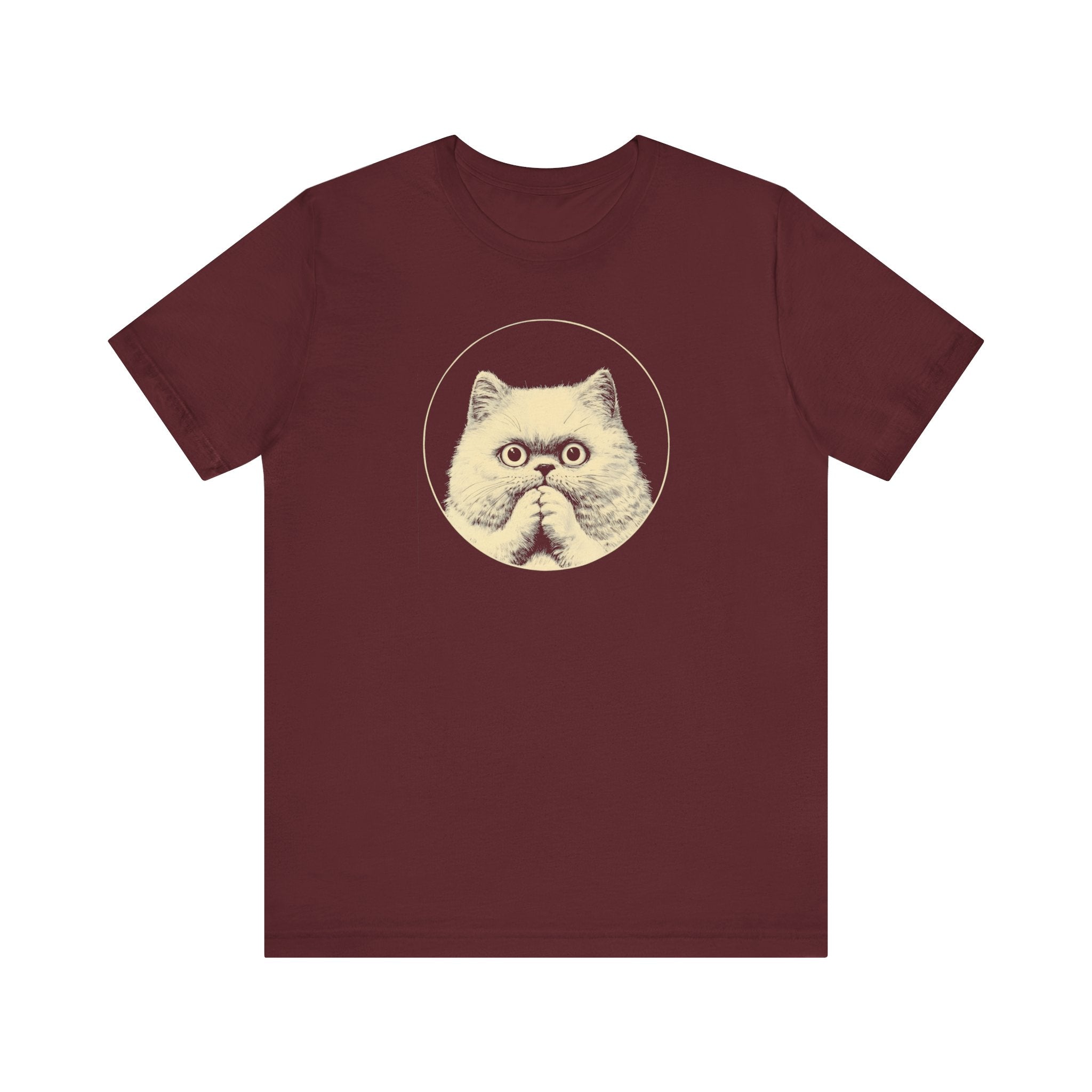 Surprised Persian Cat Graphic Tee – Vintage Style Cat Lover Shirt