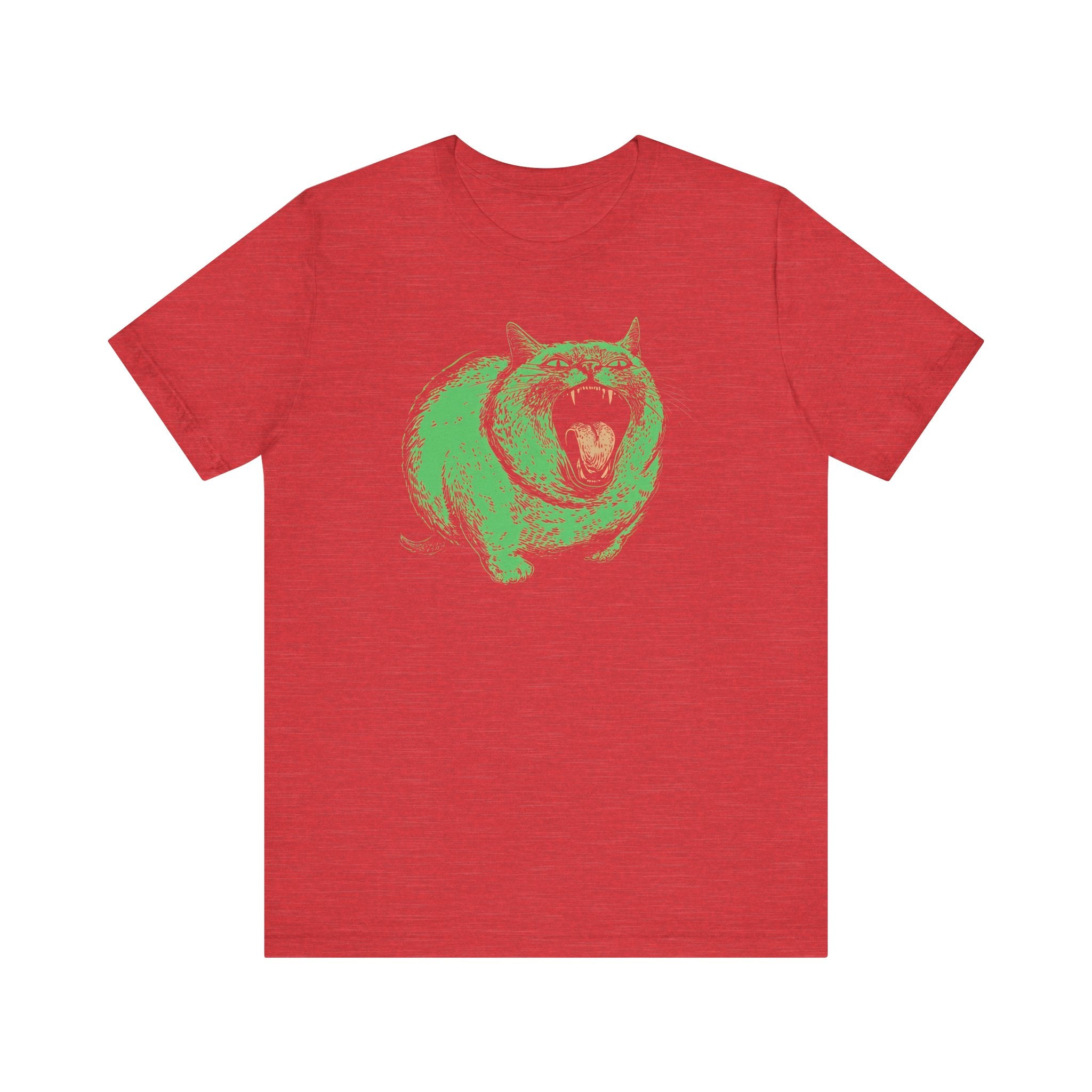 Green Monster Cat T-Shirt - Fierce Feline Halloween Graphic Tee