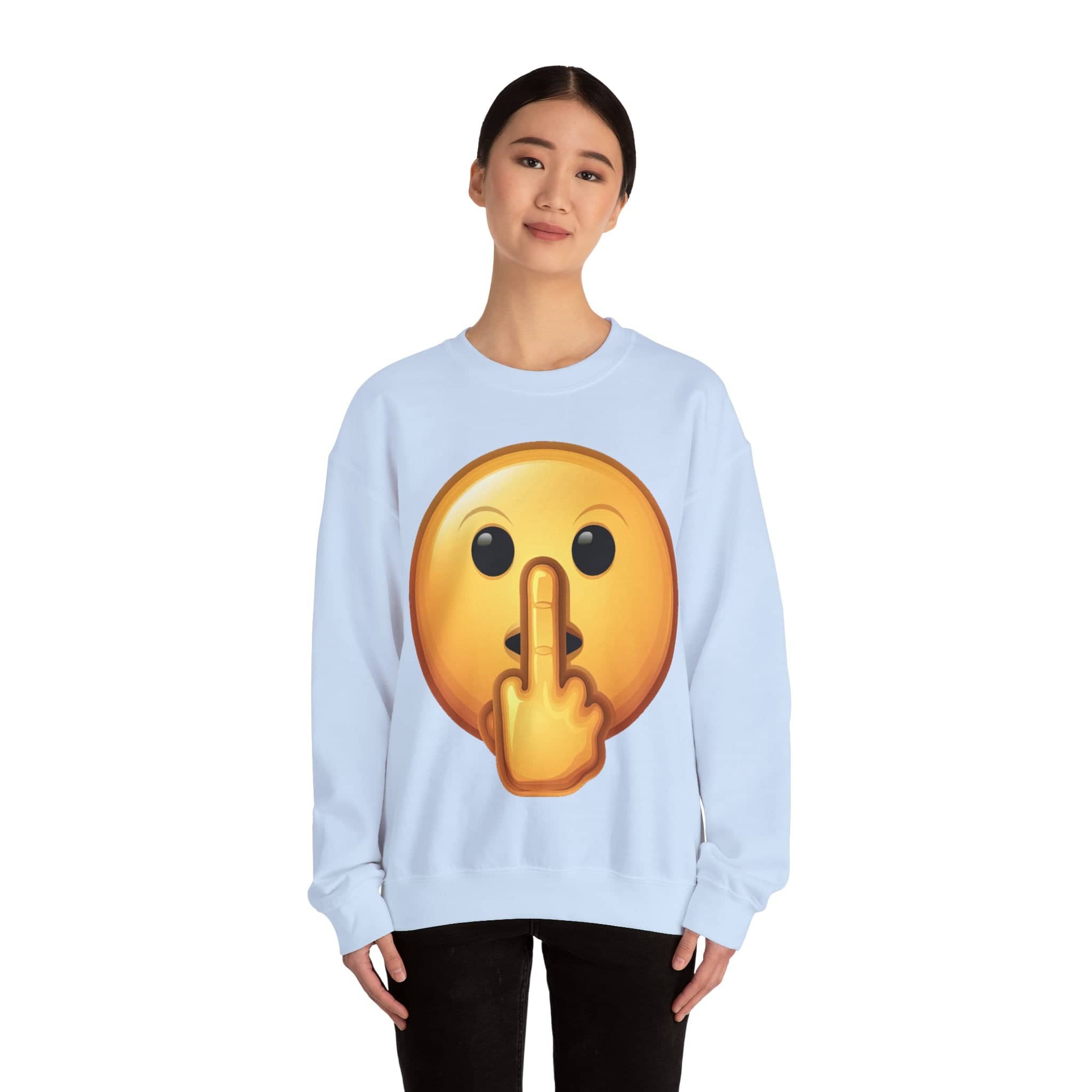 Middle Finger FU Shh Silent Protest Emoji Unisex Heavy Blend™ Crewneck Sweatshirt