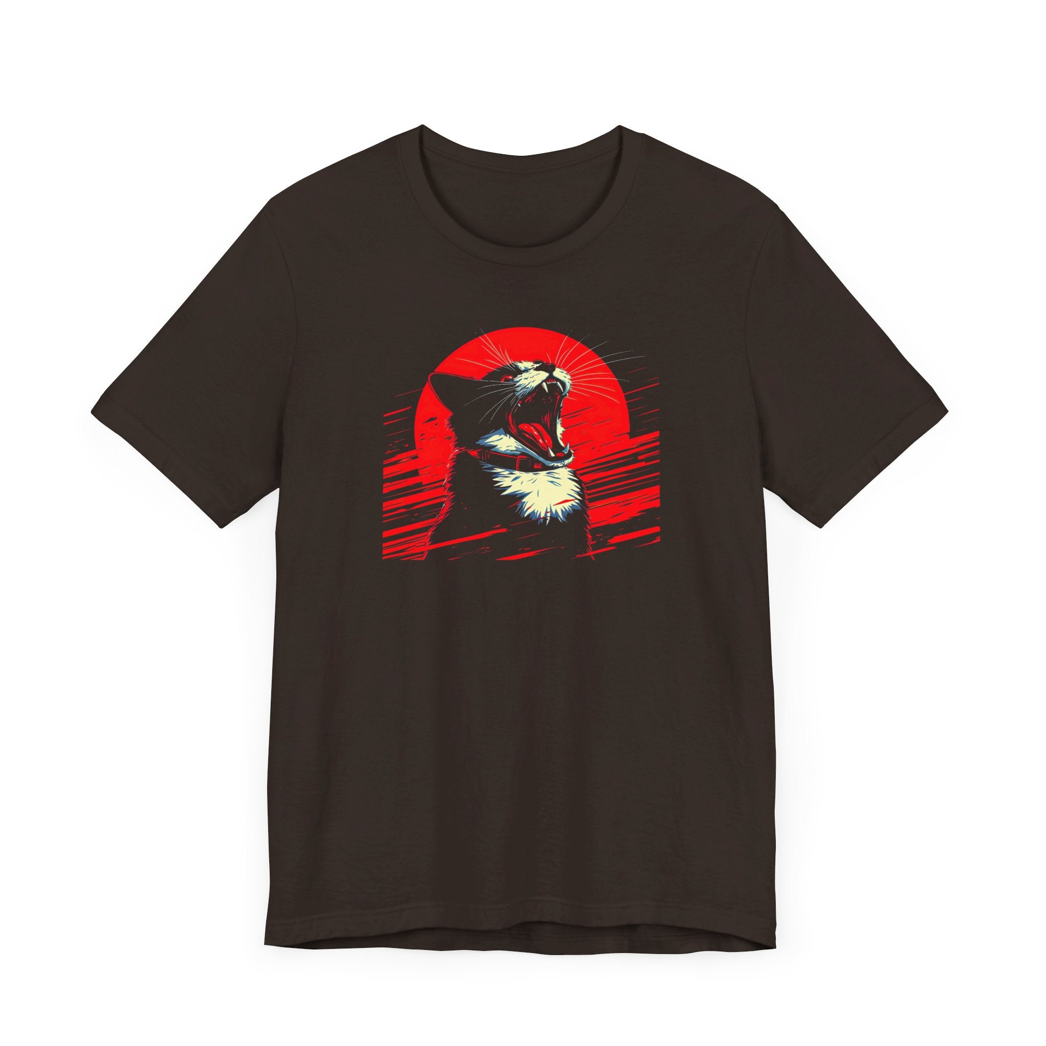 Roaring Cat T-Shirt – Fierce Red Sun Cat Graphic Tee