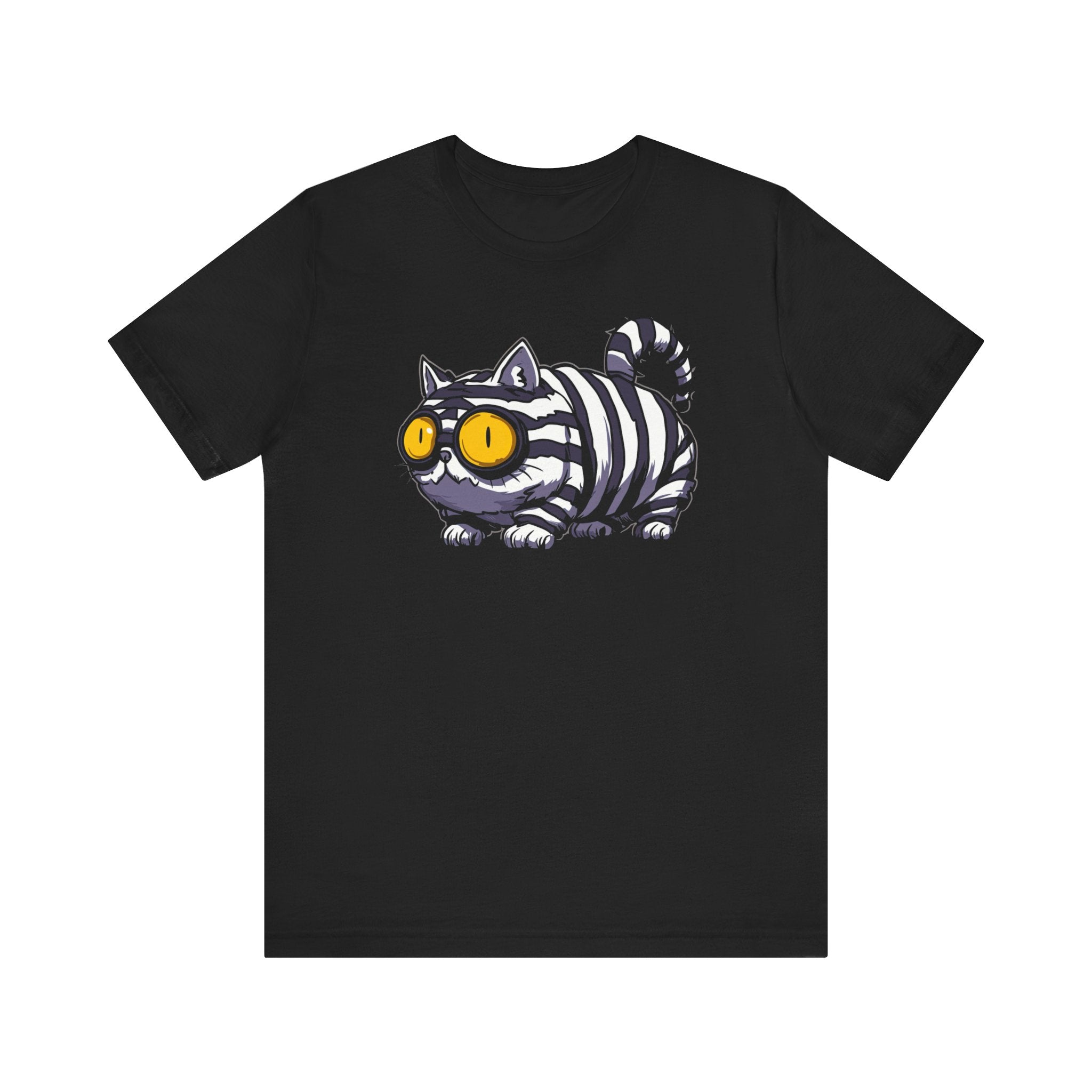 Striped Cat with Glasses T-Shirt Funny Cartoon Design