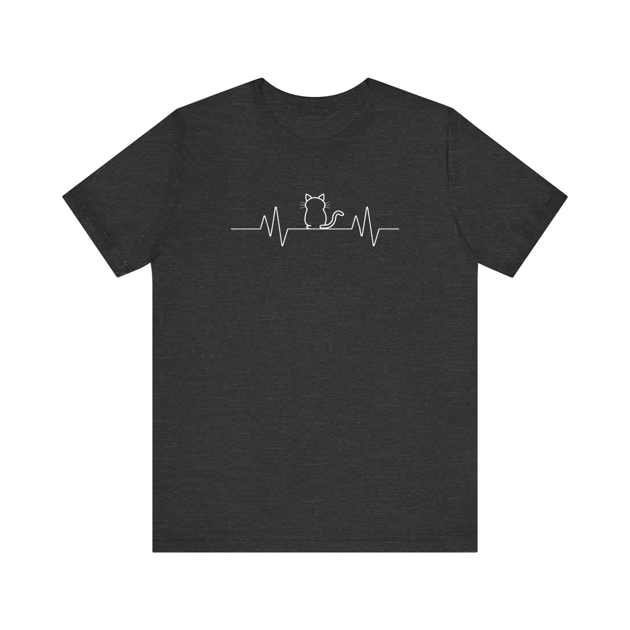 Minimalist Cat Heartbeat Shirt Simple Cat Lover Gift