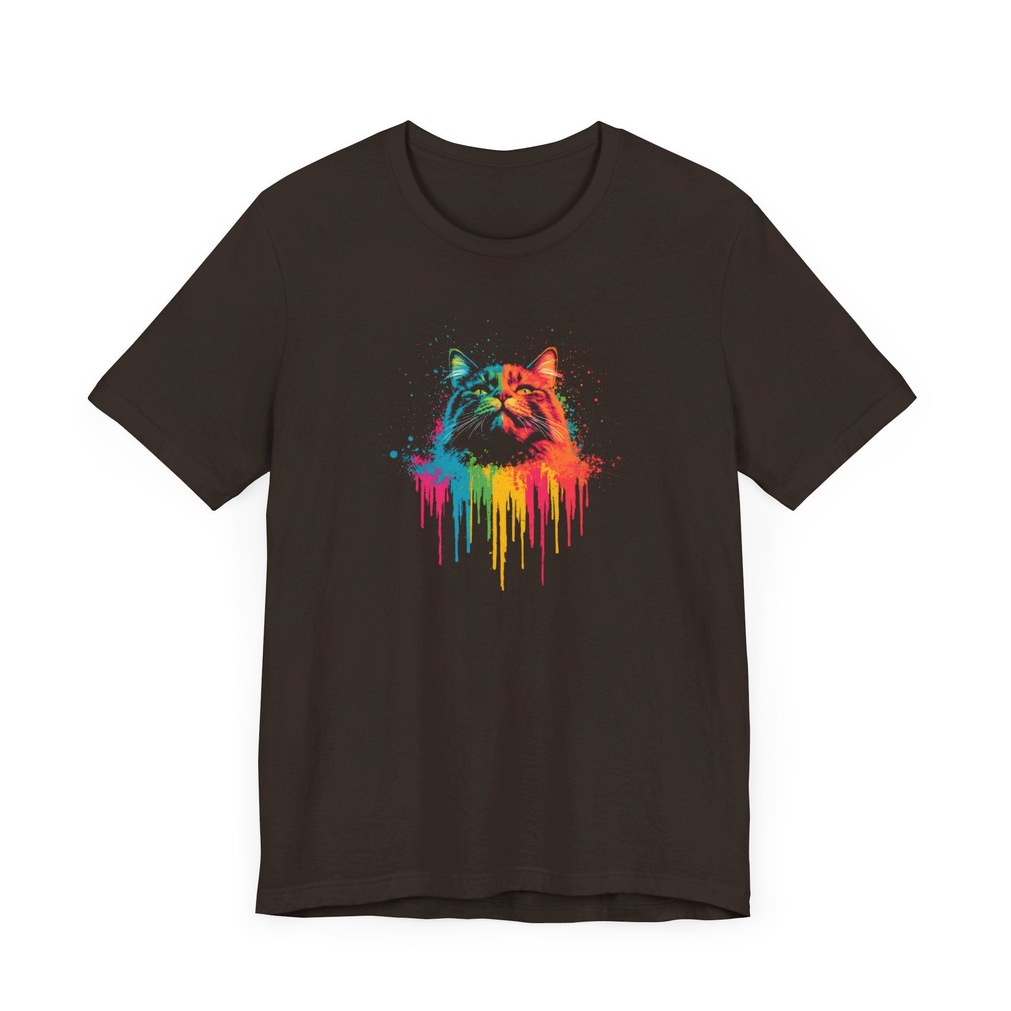 Colorful Dripping Cat T-Shirt - Vibrant Feline Art Tee