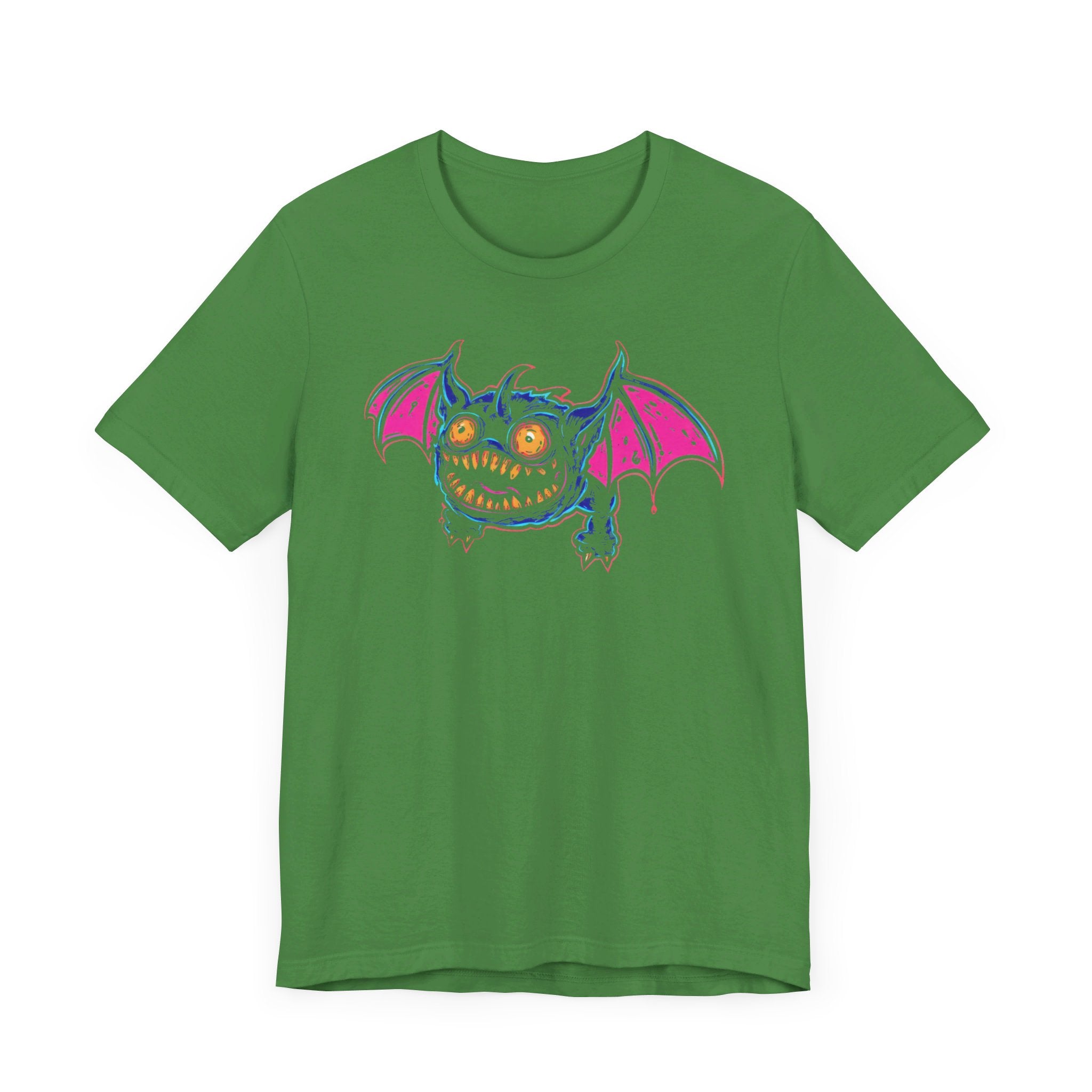 Neon Bat Creature T-Shirt Vibrant Fantasy Monster Graphic Tee