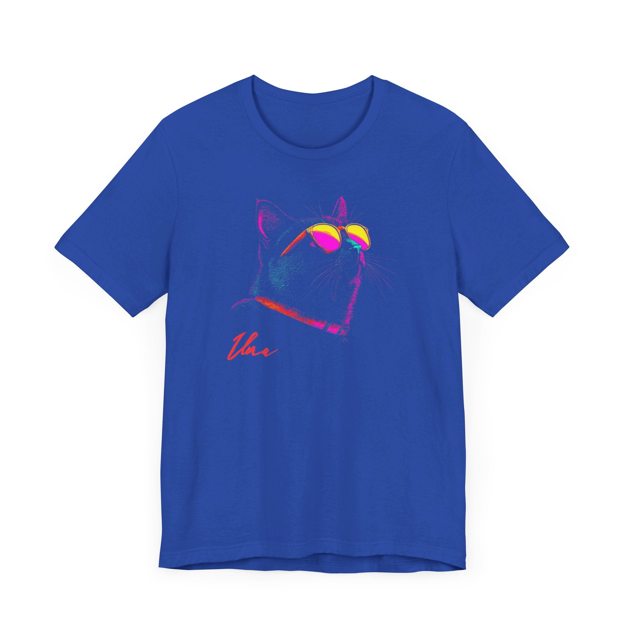 Neon Cool Cat Graphic Tee – Retro Vibes Cat Lover Shirt