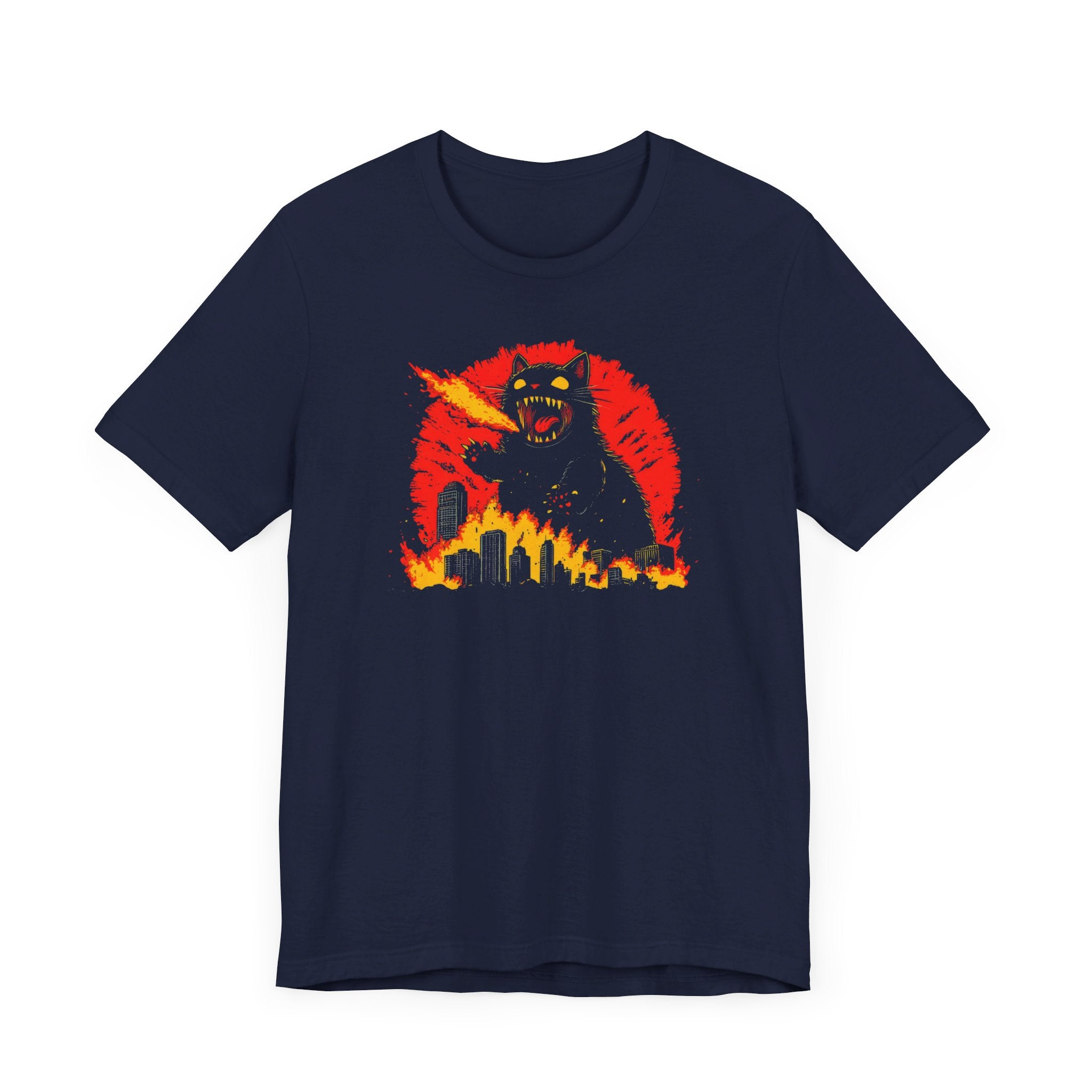 Catzilla Firestorm T-Shirt Fierce Cat Flame Attack Design