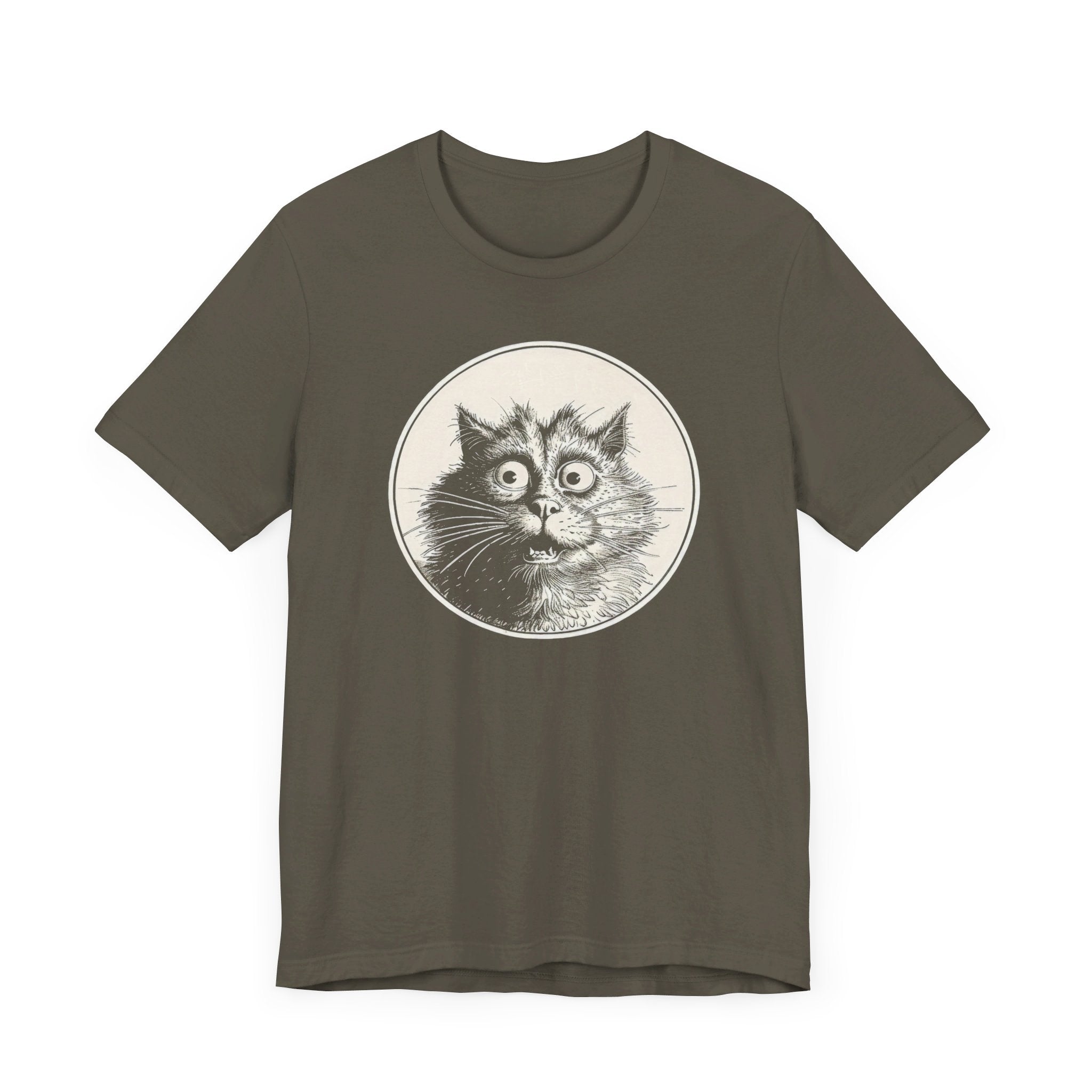 Surprised Cat Graphic Tee – Vintage Style Cat Lover Shirt