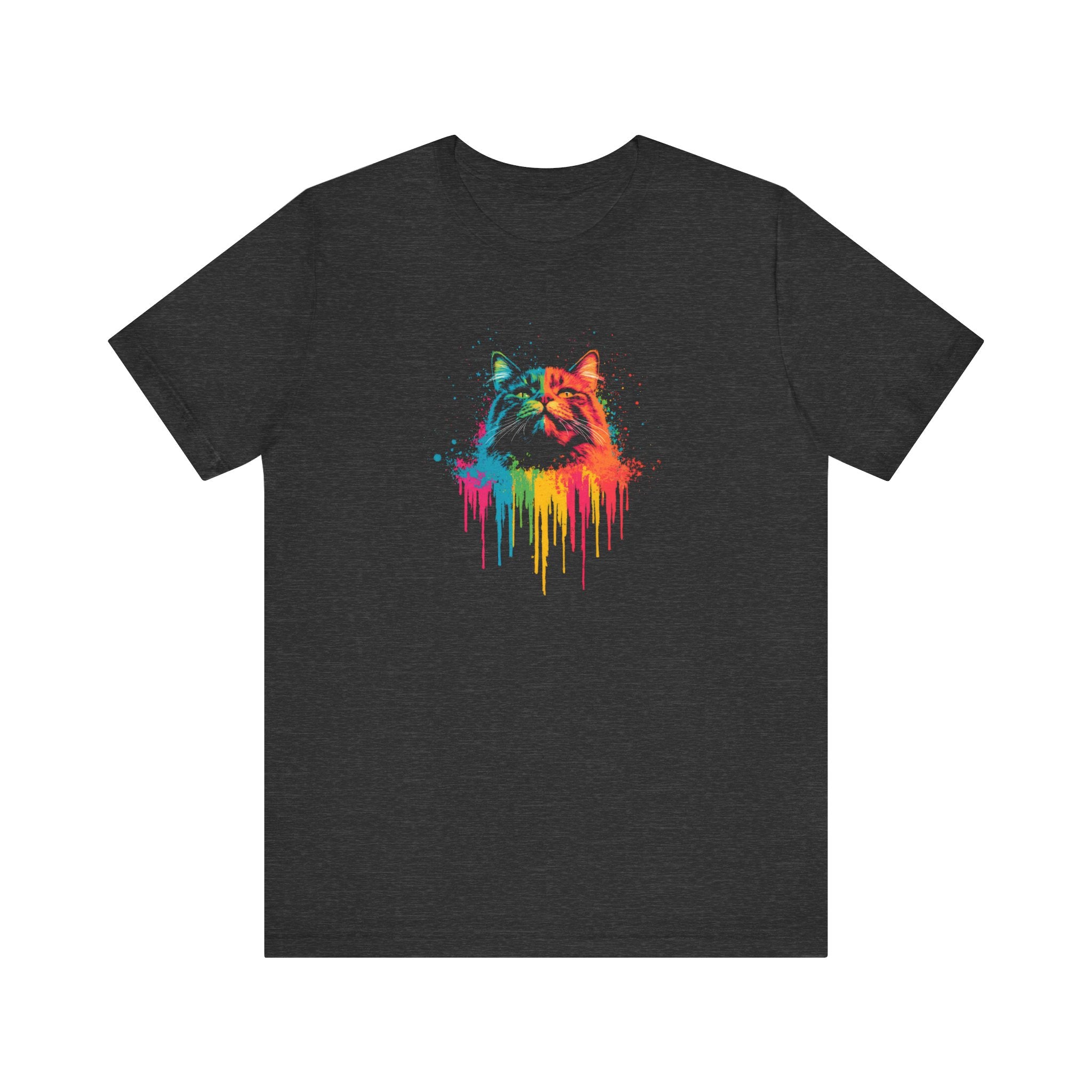 Colorful Dripping Cat T-Shirt - Vibrant Feline Art Tee