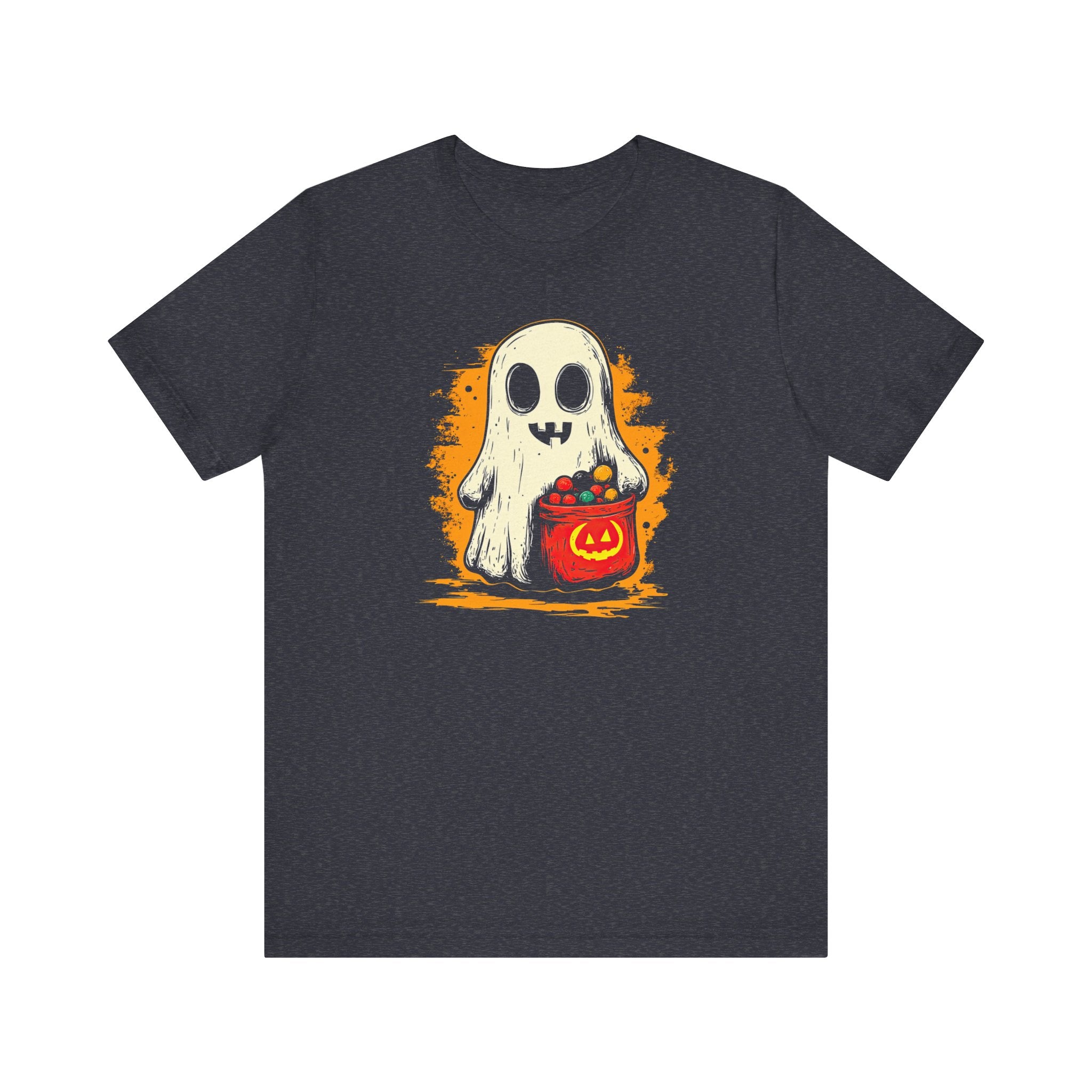 Cute Ghost Halloween Graphic Tee – Spooky Pumpkin Candy Design Shirt