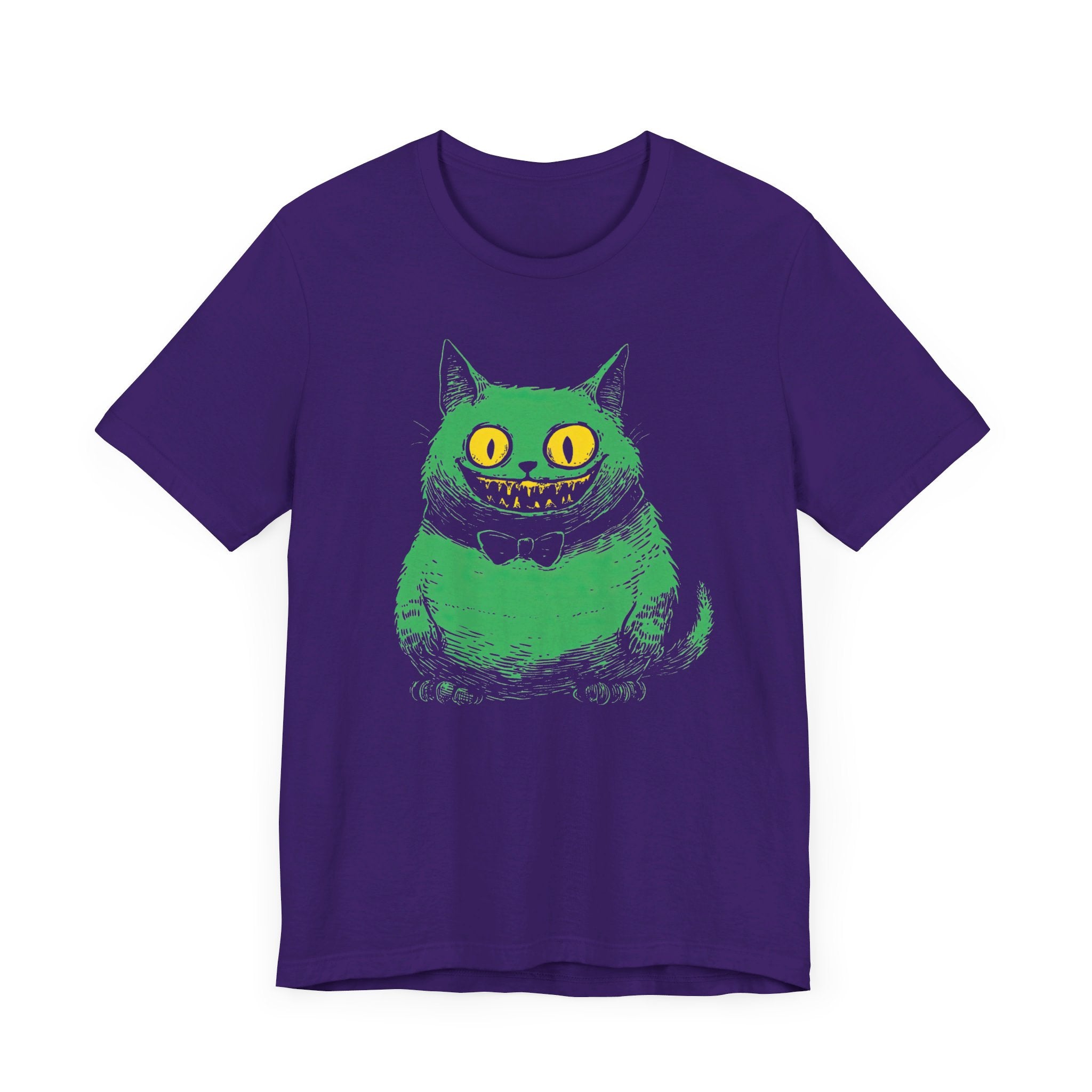 Cheshire Cat T-Shirt - Creepy Green Grinning Cat Design
