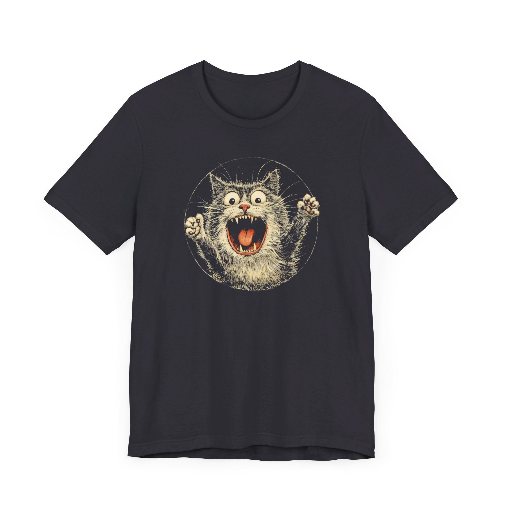 Fierce Cat Graphic Tee – Vintage Style Cat Lover Shirt
