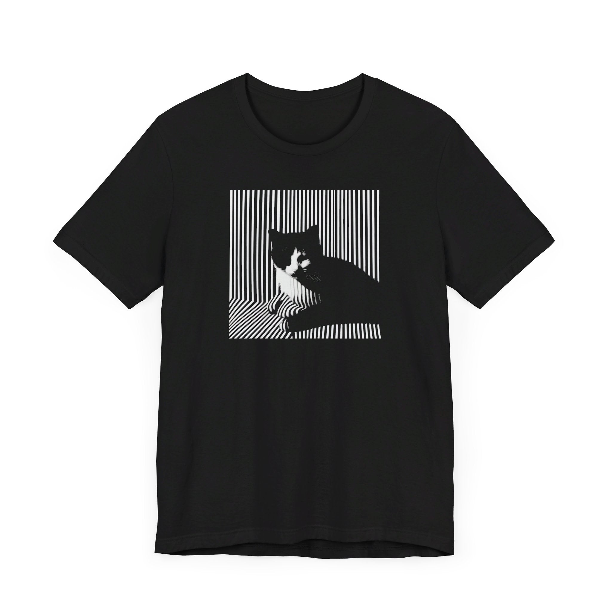 Abstract Black Cat Graphic Tee – Modern Minimalist Cat Lover Shirt