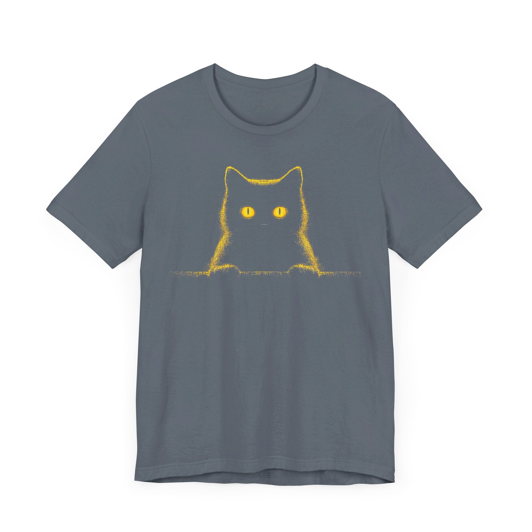 Glowing Eyes Black Cat Graphic Tee – Mysterious Feline Lover Shirt