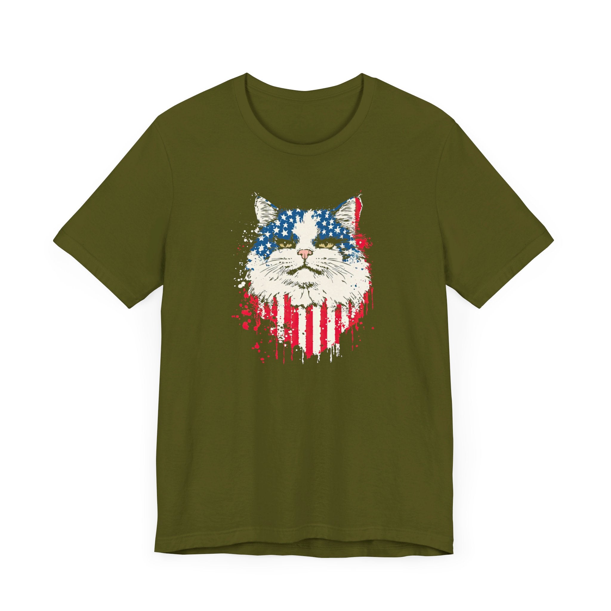 American Flag Cat Face T-Shirt – Patriotic Cat Lover Tee