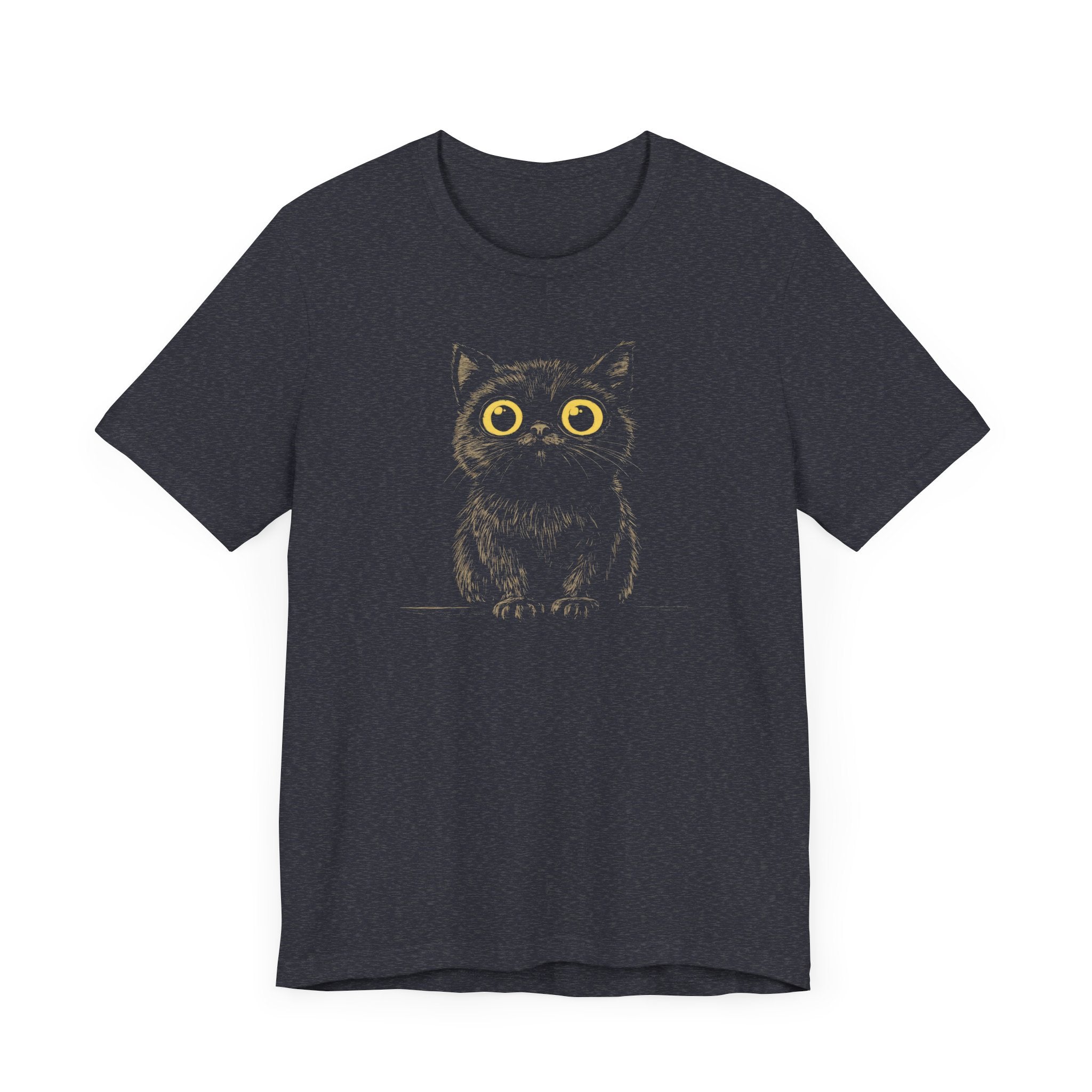Cute Wide-Eyed Black Cat Graphic Tee
