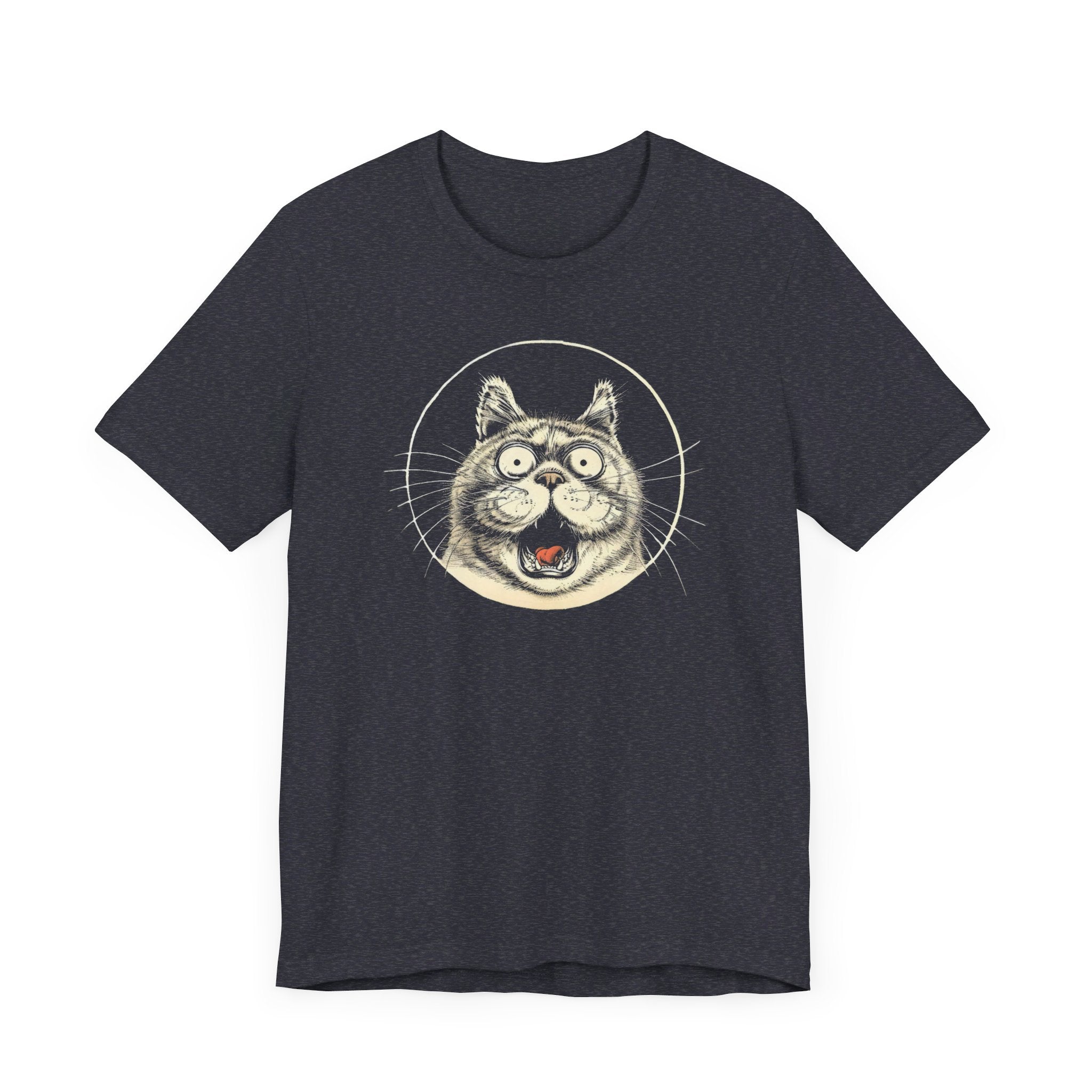 Excited Cat Graphic Tee – Vintage Style Cat Lover Shirt