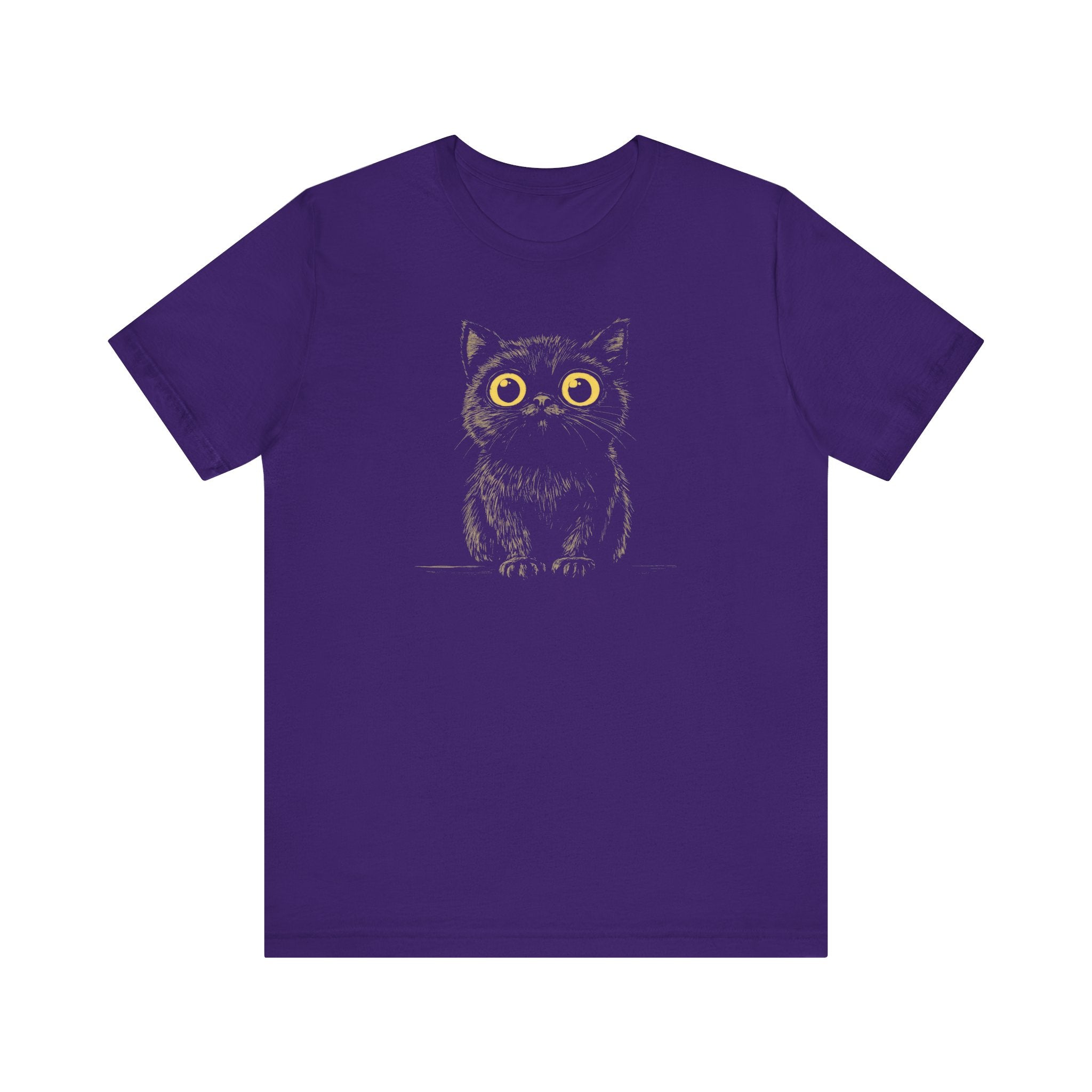 Cute Wide-Eyed Black Cat Graphic Tee
